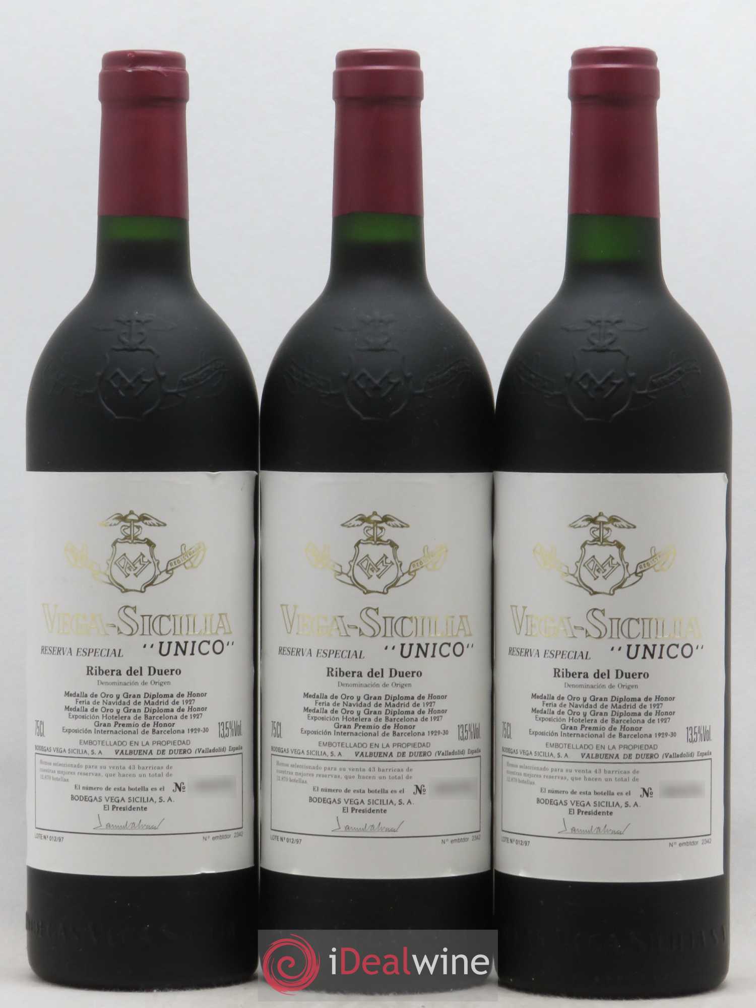 Ribera Del Duero Vega Sicilia Unico Reserva Especial Famille Alvarez - Lot de 3 bouteilles - 0