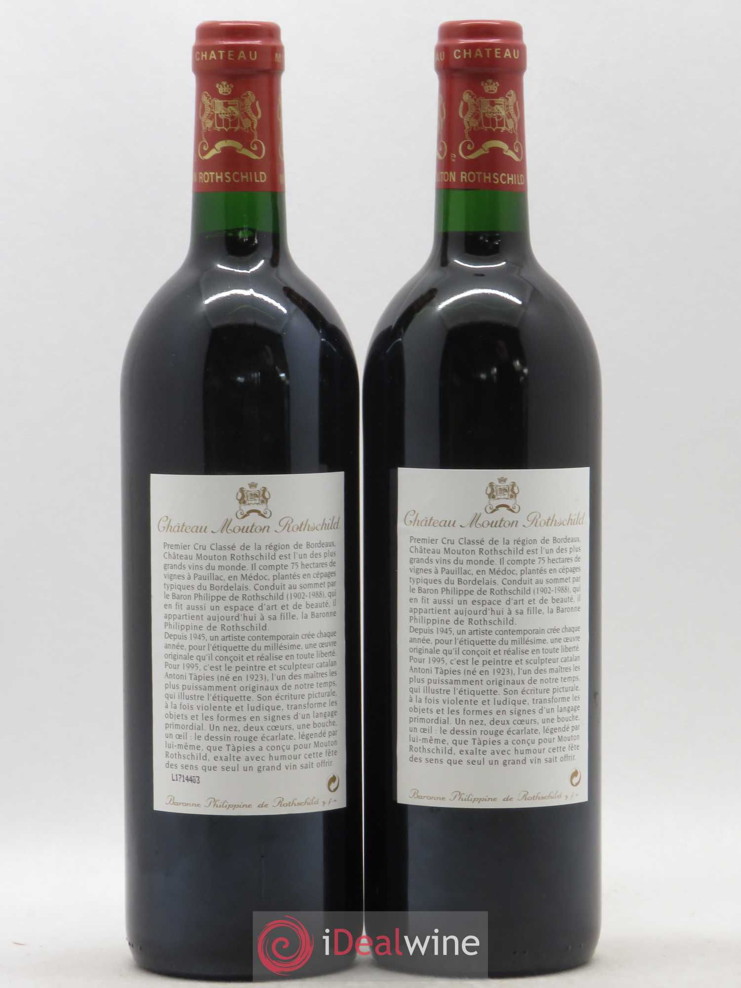 Château Mouton Rothschild 1er Grand Cru Classé 1995 - Lot de 2 bouteilles - 1