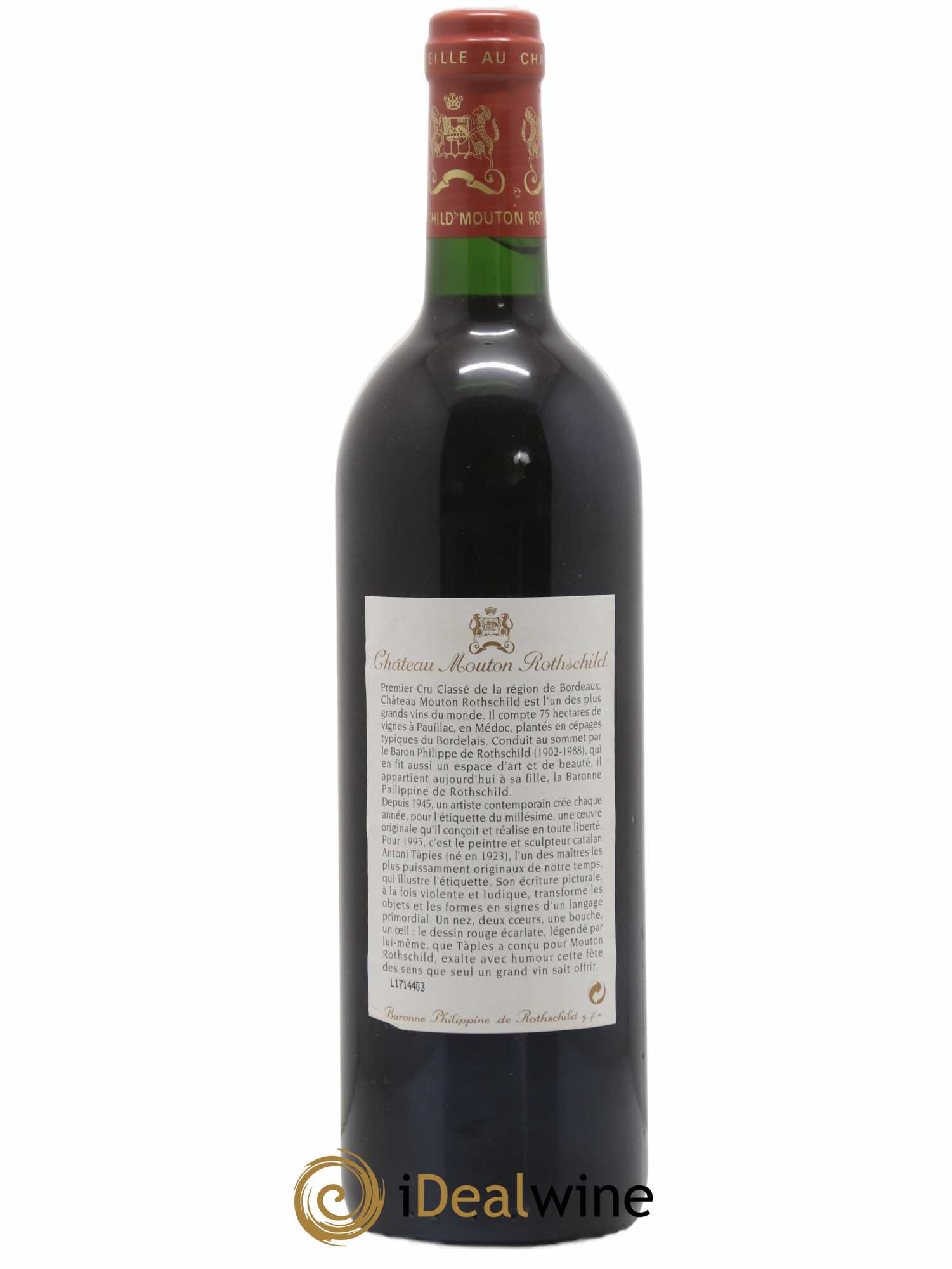 Château Mouton Rothschild 1er Grand Cru Classé 1995 - Lot de 1 bouteille - 1