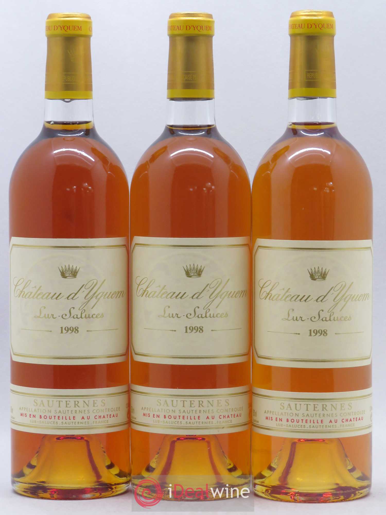 Château d' Yquem 1er Cru Classé Supérieur 1998 - Lotto di 3 bottiglie - 0
