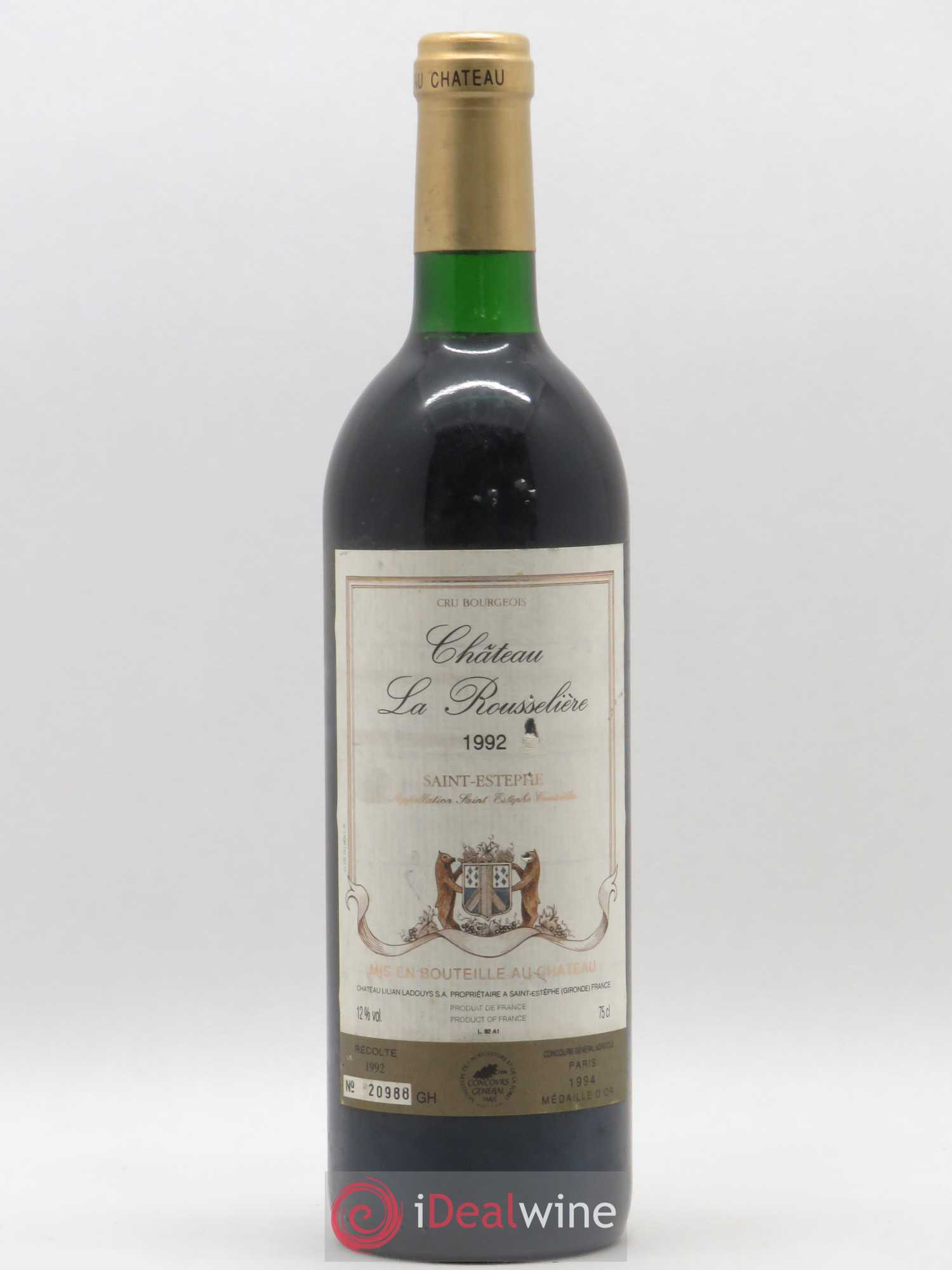 Saint-Estèphe Chateau La Rousselière 1992 - Lot de 1 bouteille - 0