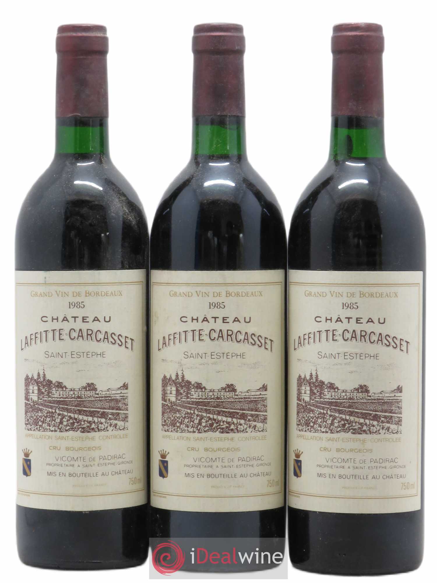 Château Laffitte Carcasset Cru Bourgeois (sans prix de réserve) 1985 - Lot de 3 bouteilles - 0