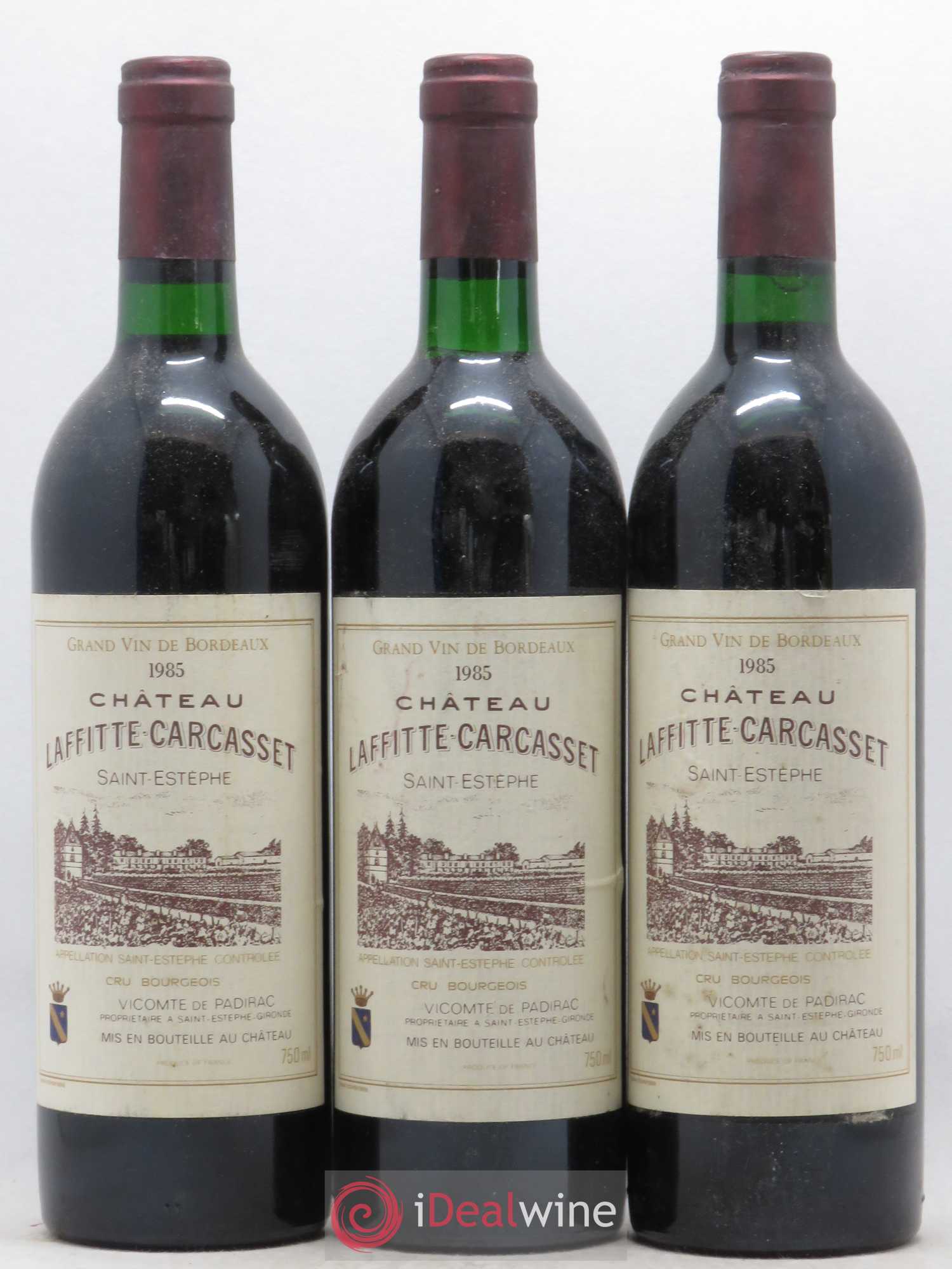 Château Laffitte Carcasset Cru Bourgeois 1985 - Lot de 3 bouteilles - 0