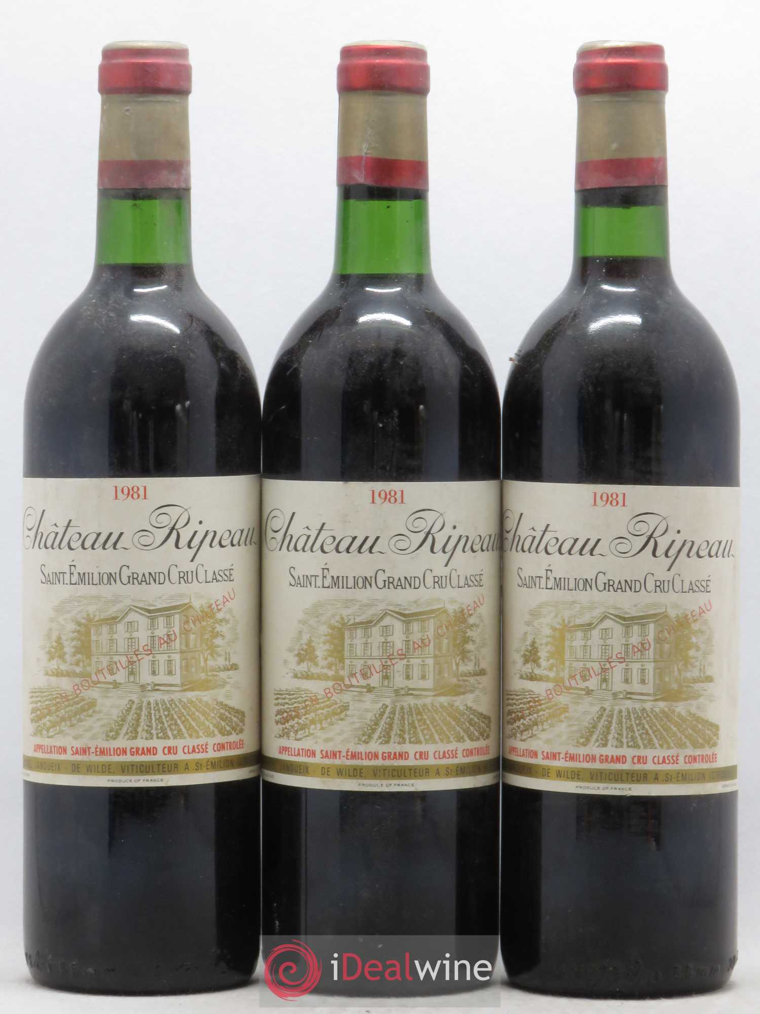 Château Ripeau Grand Cru Classé 1981 - Lot de 3 bouteilles - 0
