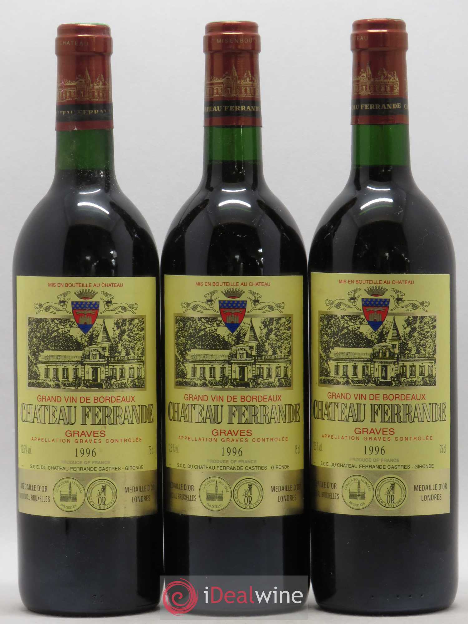 Château Ferrande 1996 - Lot de 3 bouteilles - 0