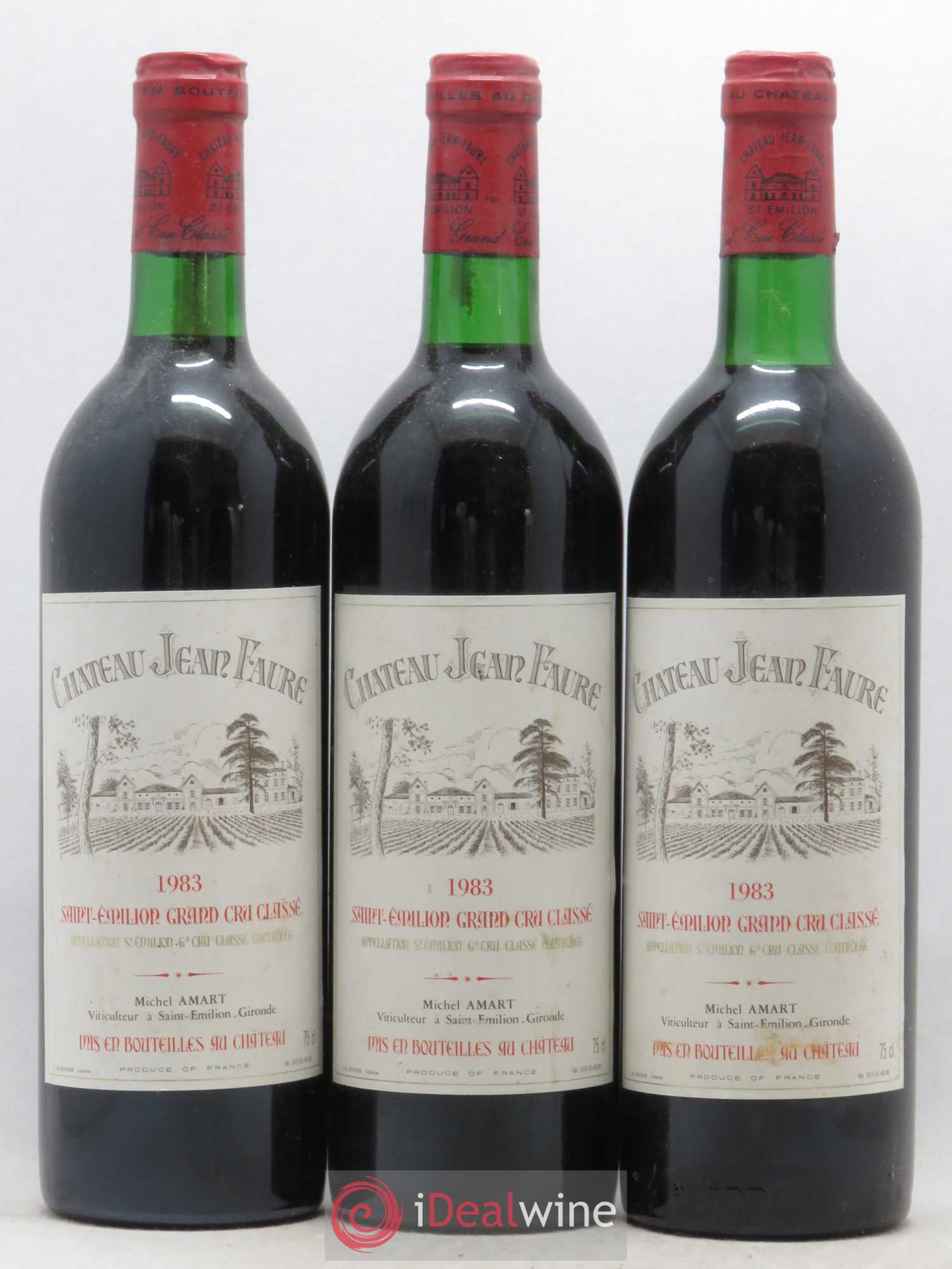 Château Jean Faure Grand Cru Classé 1983 - Lot de 3 bouteilles - 0