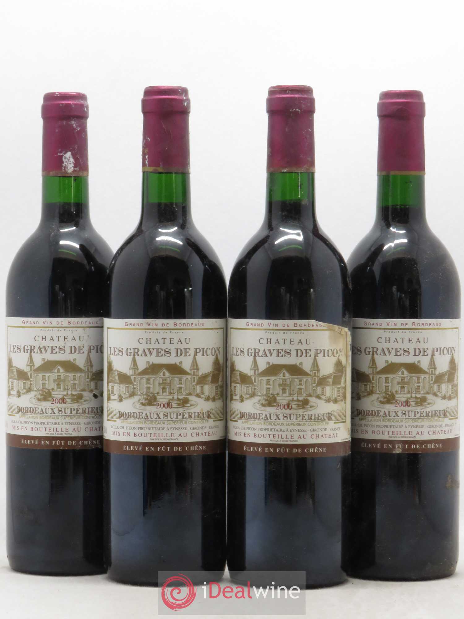Bordeaux Supérieur Château Les Graves de Picon 2000 - Lot de 4 bouteilles - 0