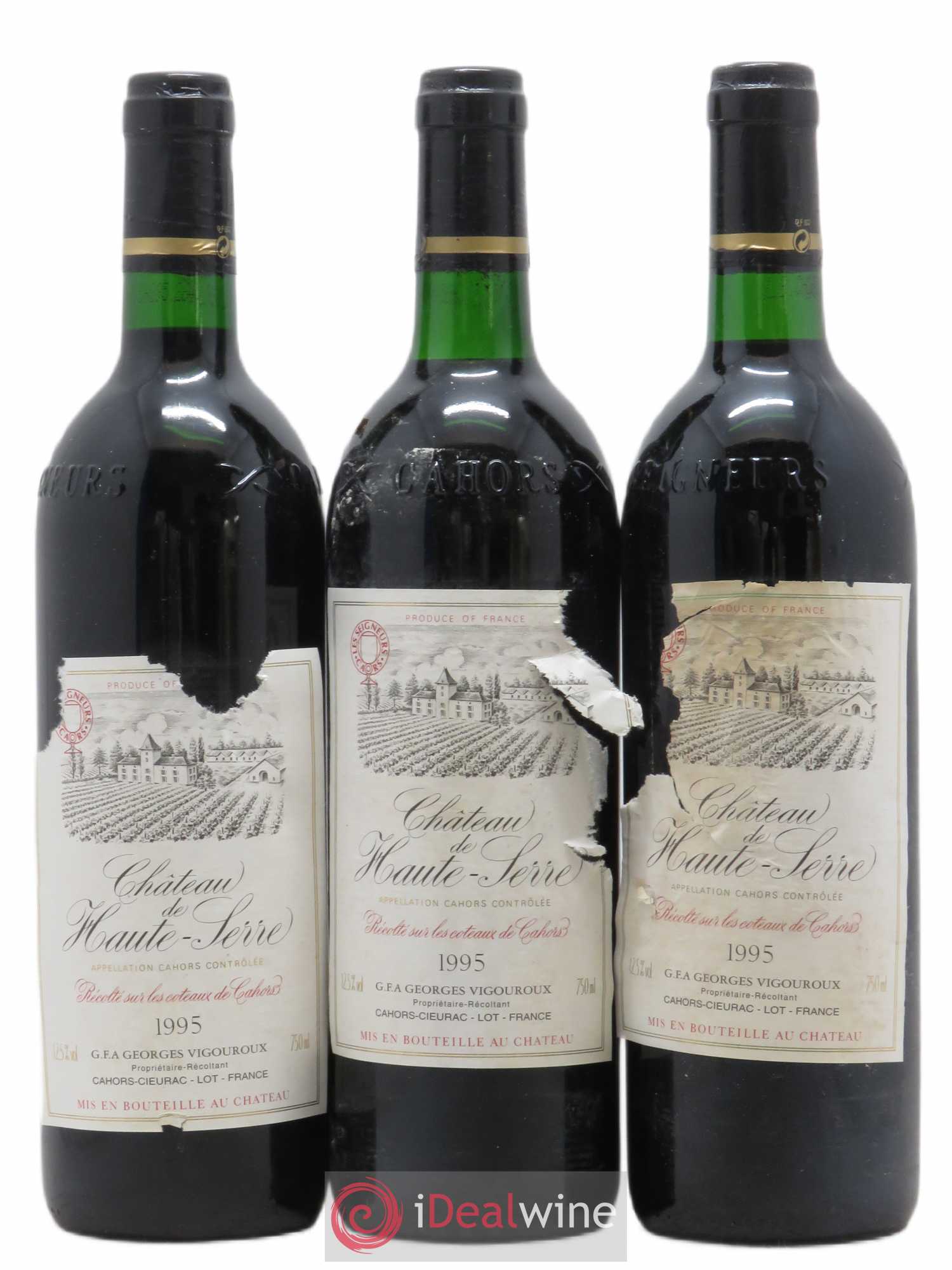 Cahors Château Haute-Serre 1995 - Posten von 3 Flaschen - 0