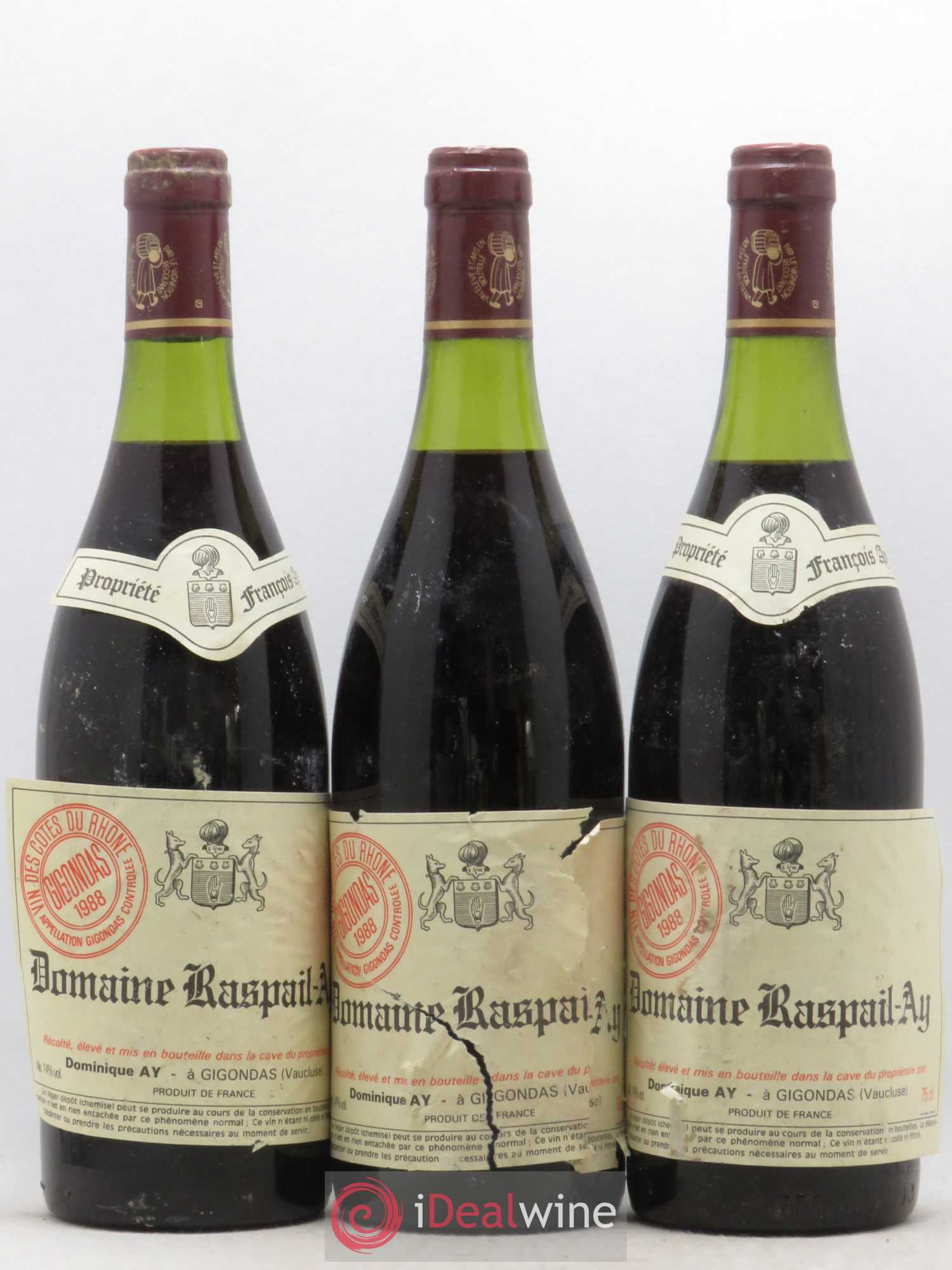 Gigondas Raspail-Ay 1988 - Lot de 3 bouteilles - 0
