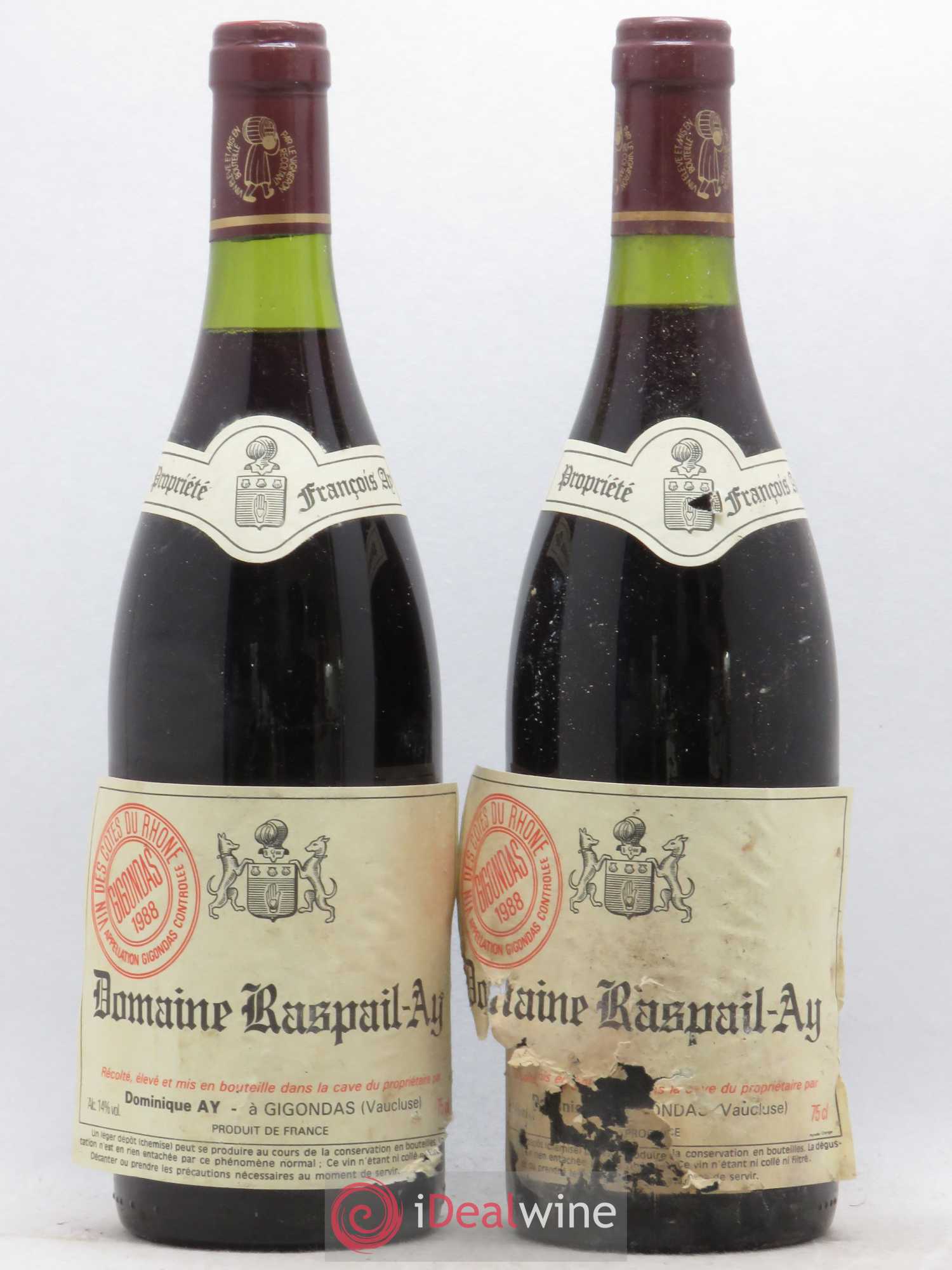 Gigondas Raspail-Ay 1988 - Lot de 2 bouteilles - 0