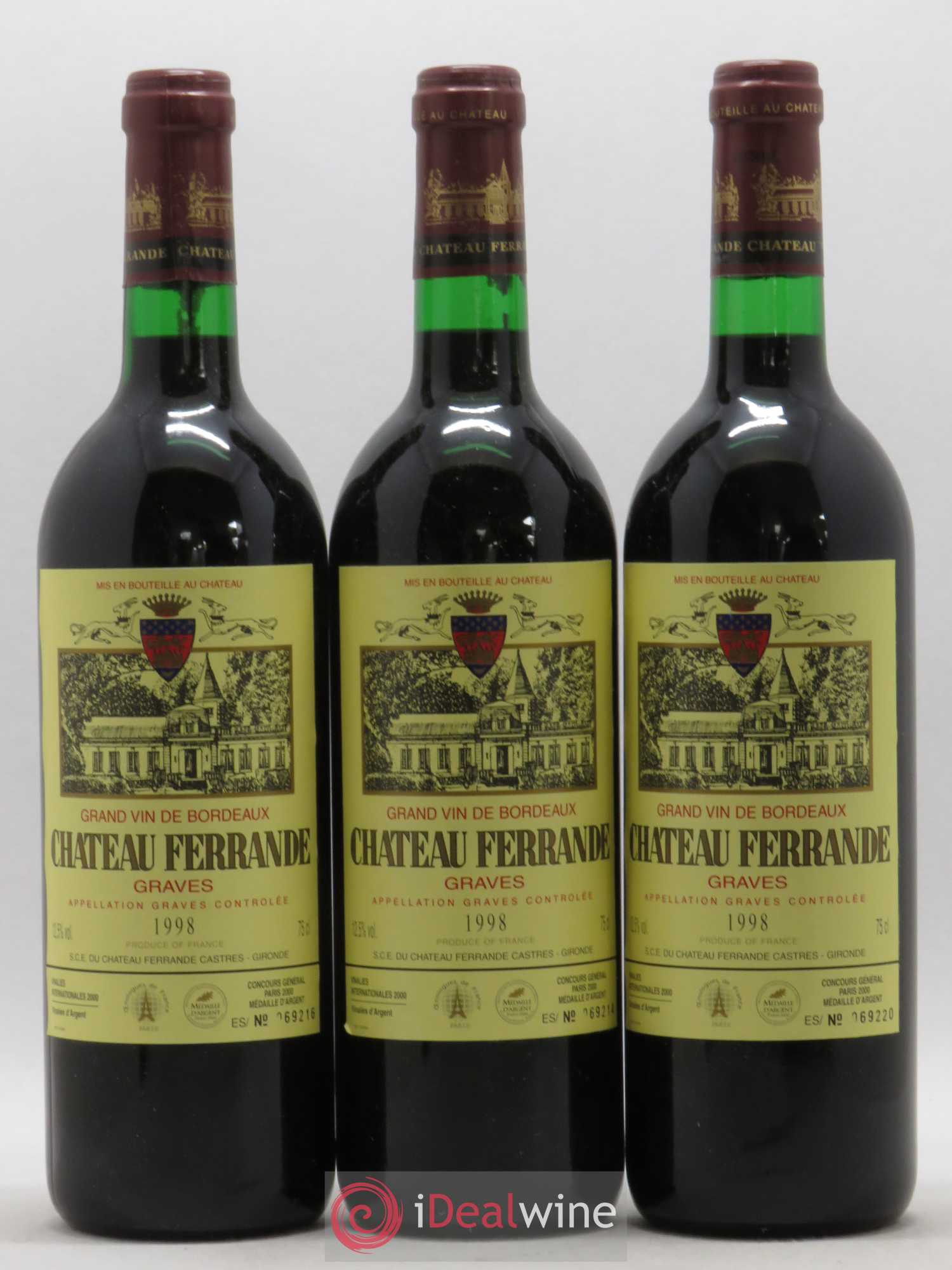Château Ferrande 1998 - Lot de 3 bouteilles - 0