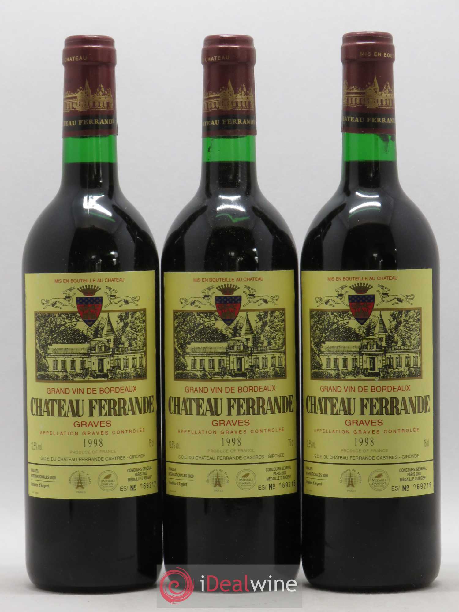Château Ferrande 1998 - Lot de 3 bouteilles - 0