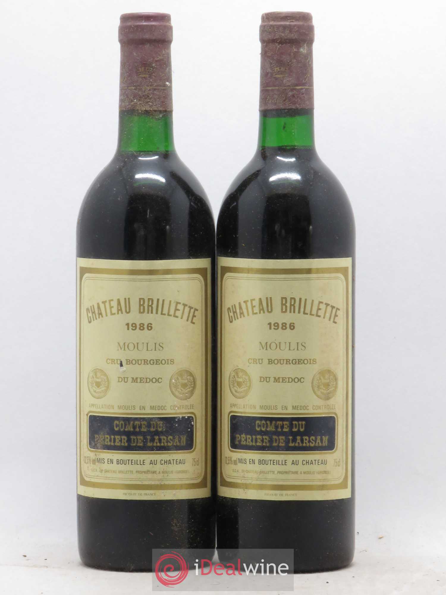 Château Brillette Cru Bourgeois 1986 - Lot de 2 bouteilles - 0