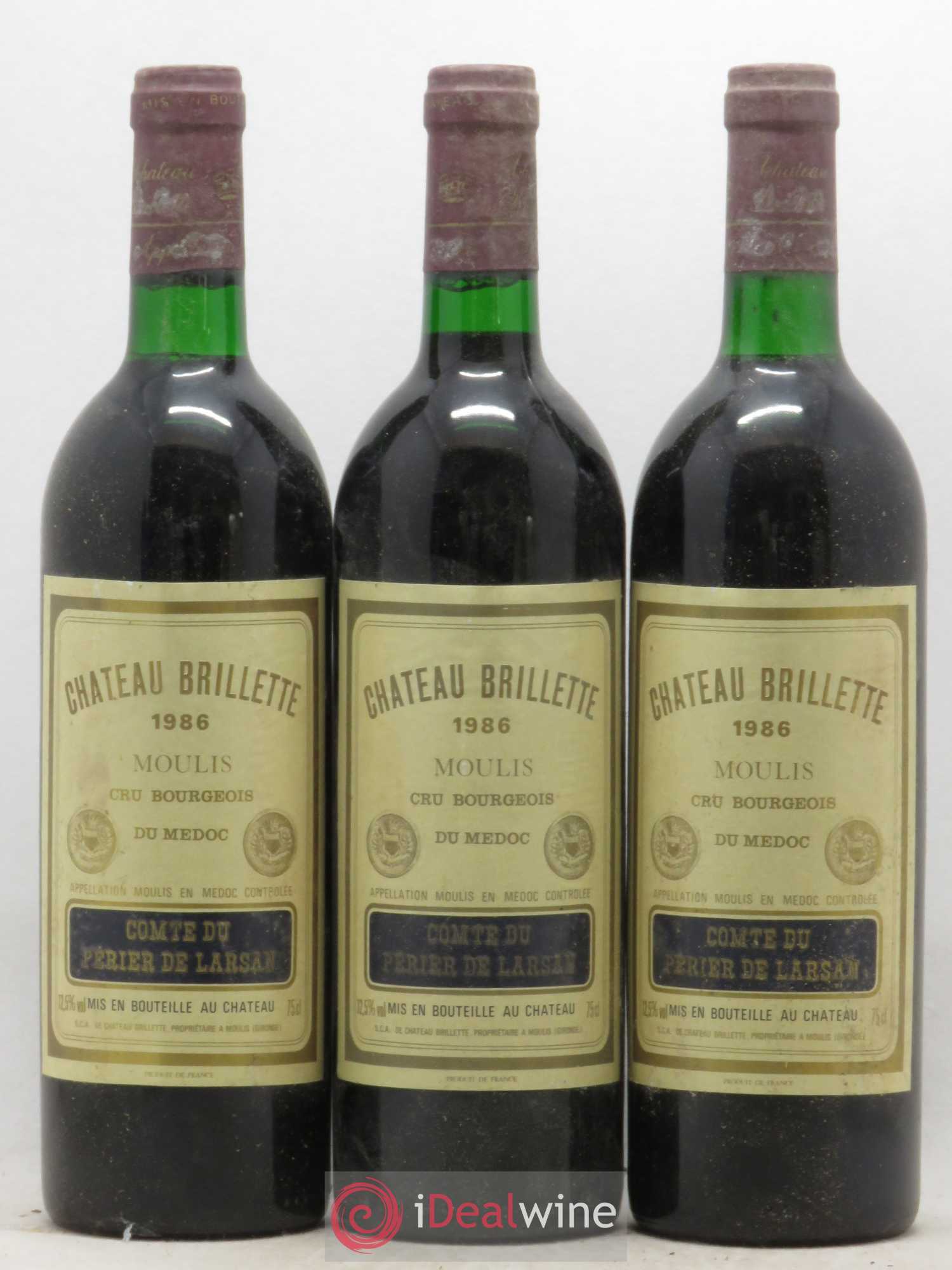 Château Brillette Cru Bourgeois 1986 - Lot de 6 bouteilles - 2