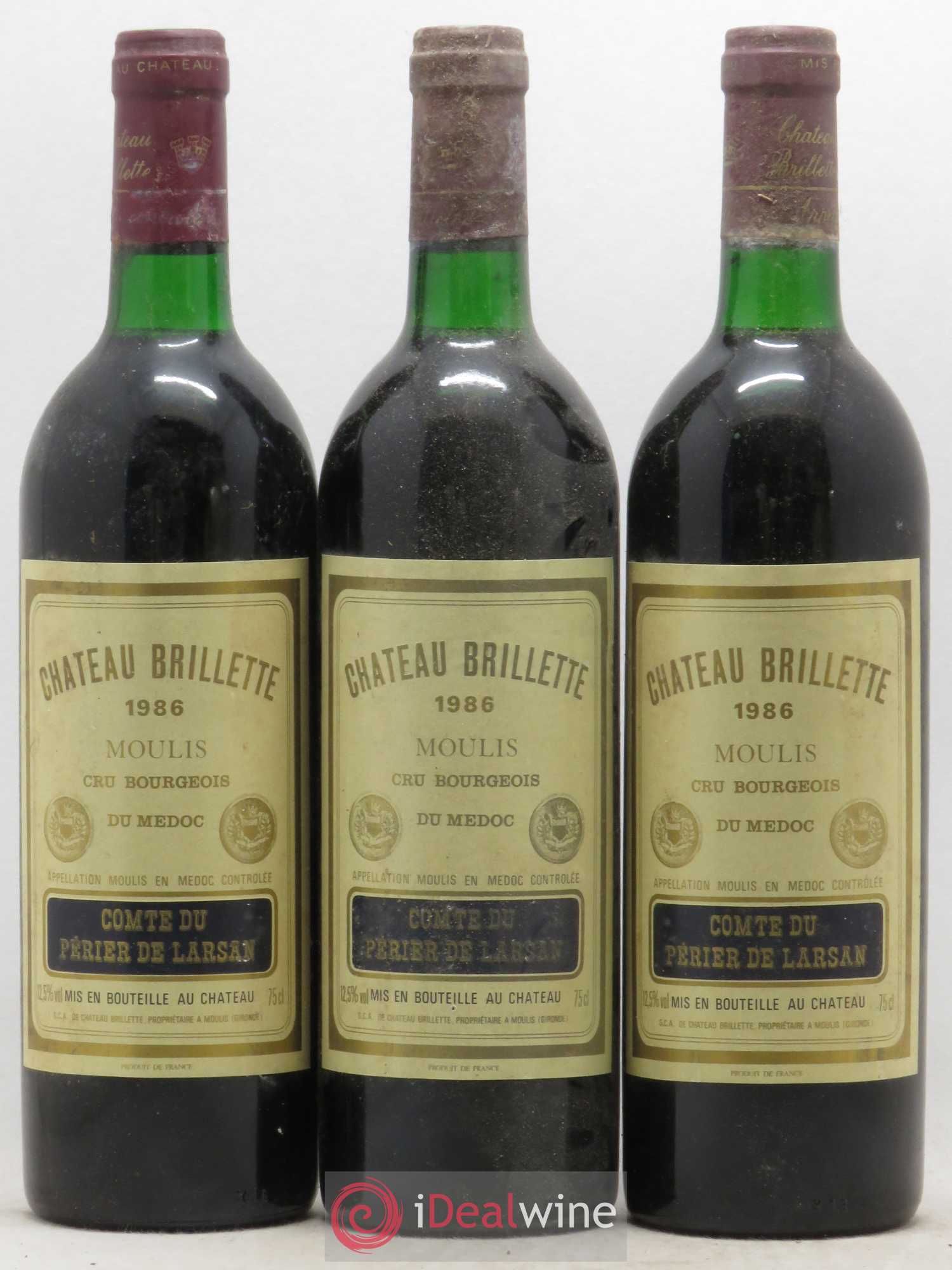 Château Brillette Cru Bourgeois 1986 - Lot de 6 bouteilles - 1