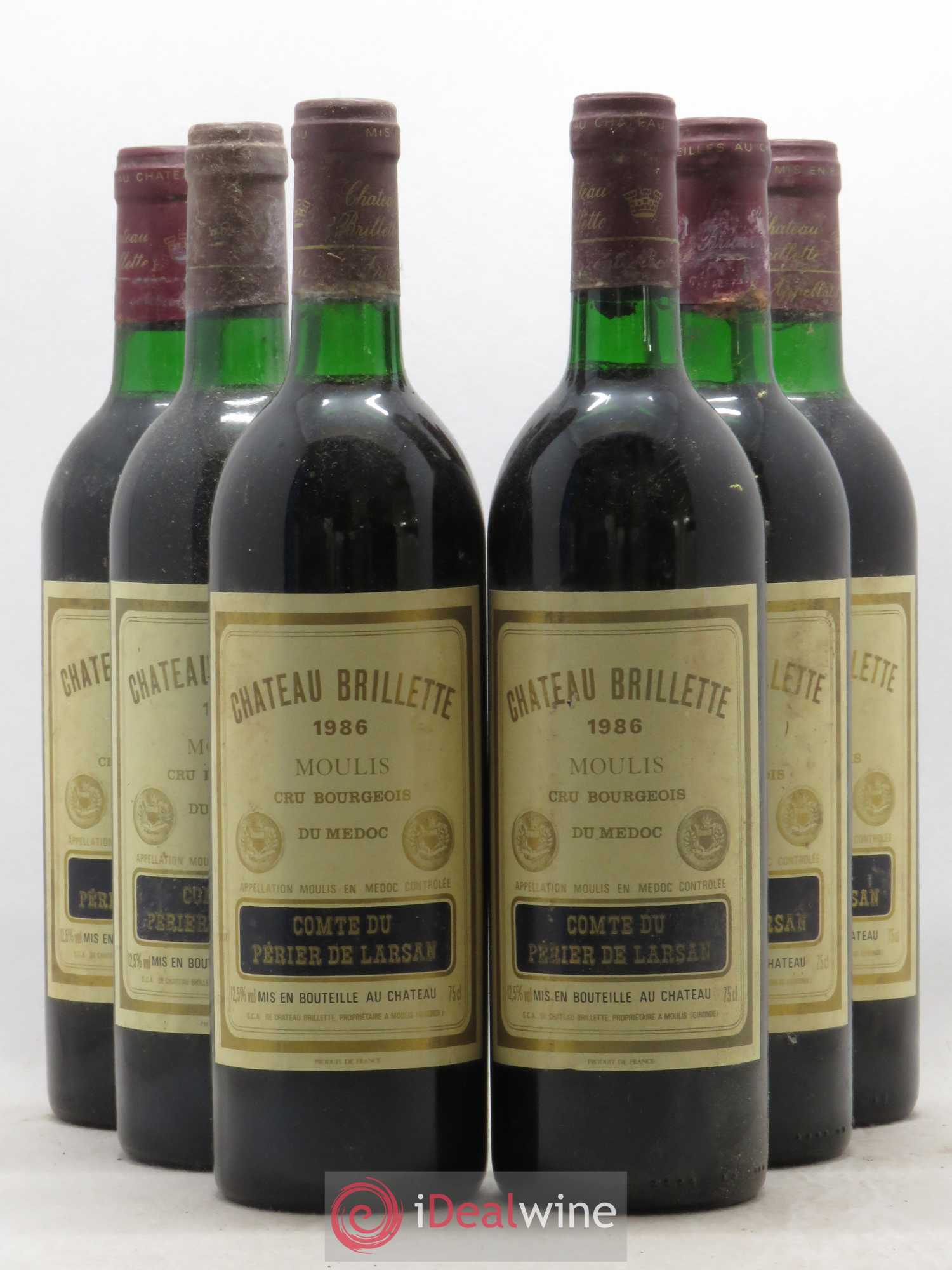 Château Brillette Cru Bourgeois 1986 - Lot de 6 bouteilles - 0