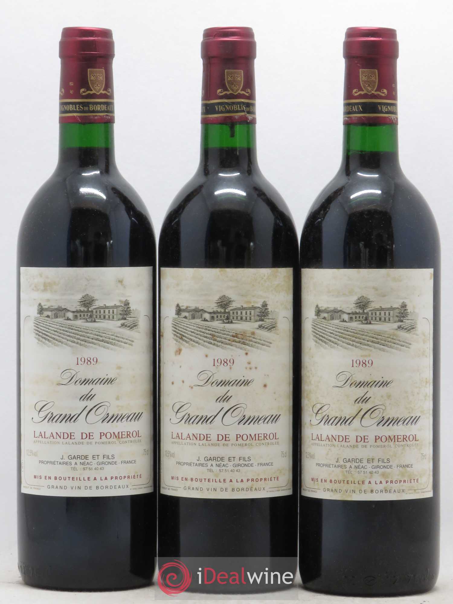 Lalande-de-Pomerol Domaine du Grand Ormeau 1989 - Posten von 6 Flaschen - 1