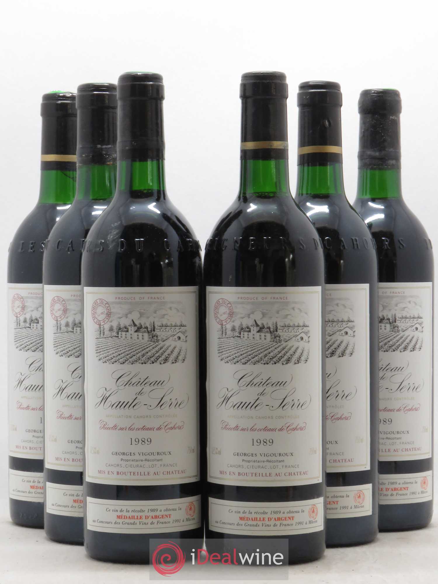 Cahors Château Haute-Serre 1989 - Posten von 6 Flaschen - 0
