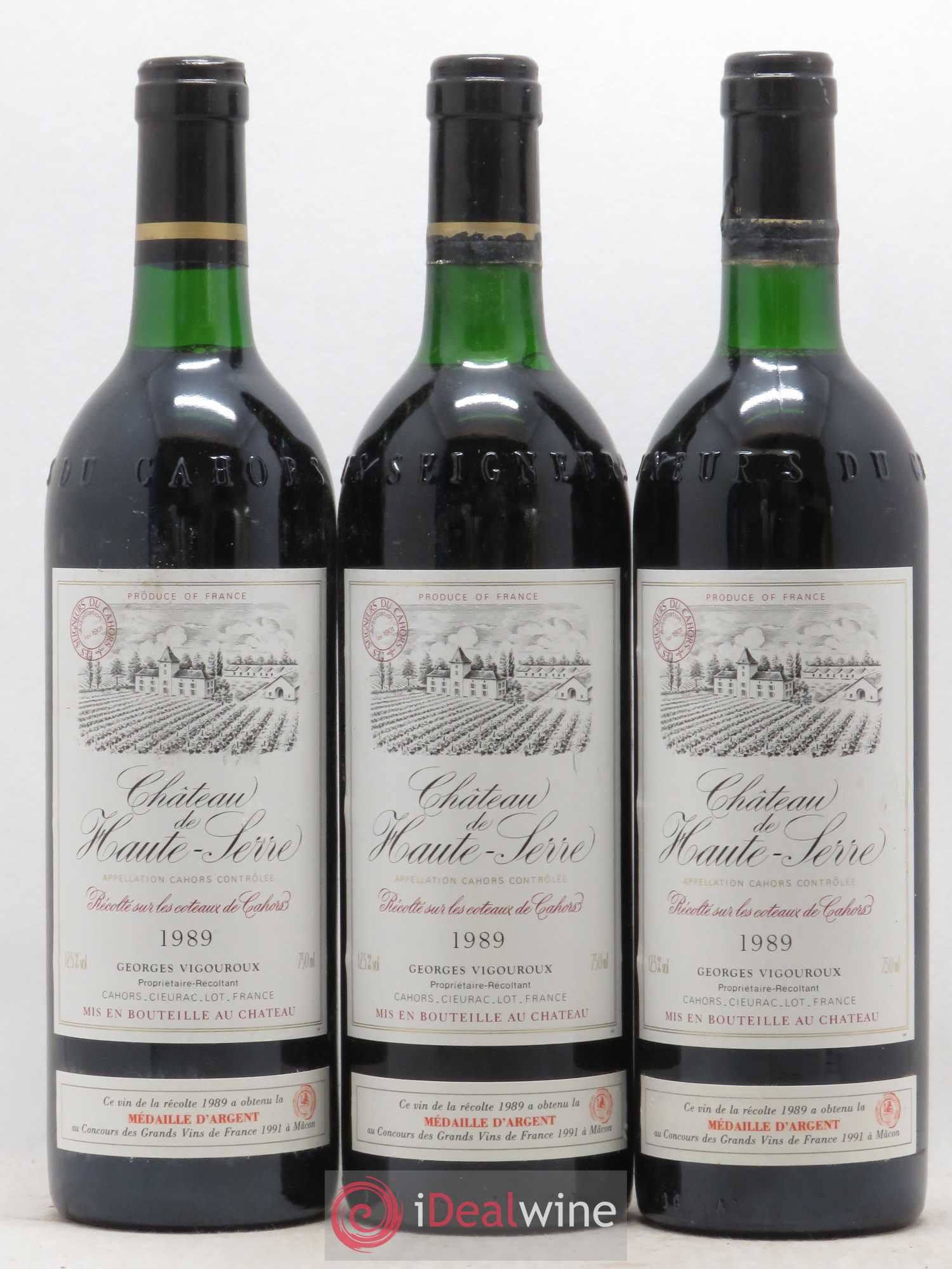 Cahors Château Haute-Serre 1989 - Posten von 3 Flaschen - 0