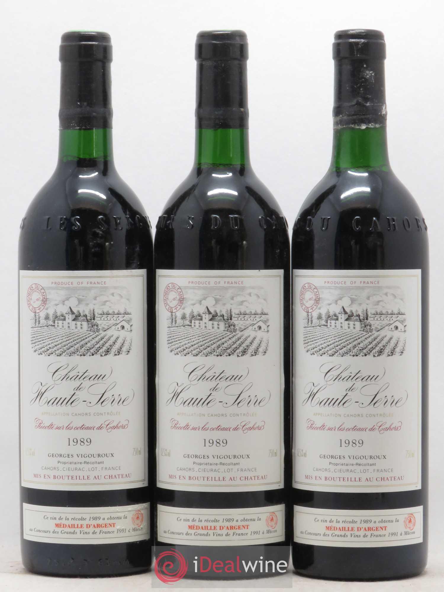 Cahors Château Haute-Serre 1989 - Posten von 3 Flaschen - 0
