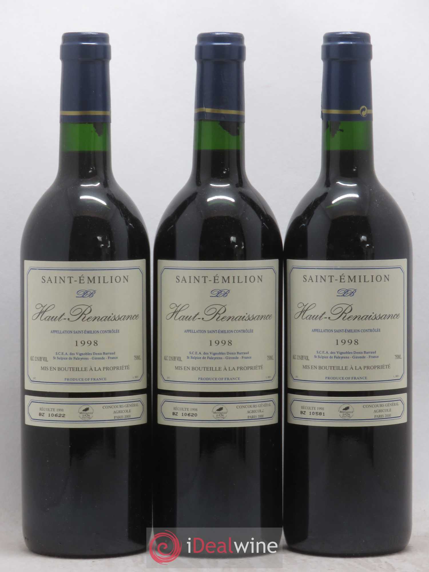 Saint-Émilion Château Haut-Renaissance 1998 - Lot de 6 bouteilles - 1
