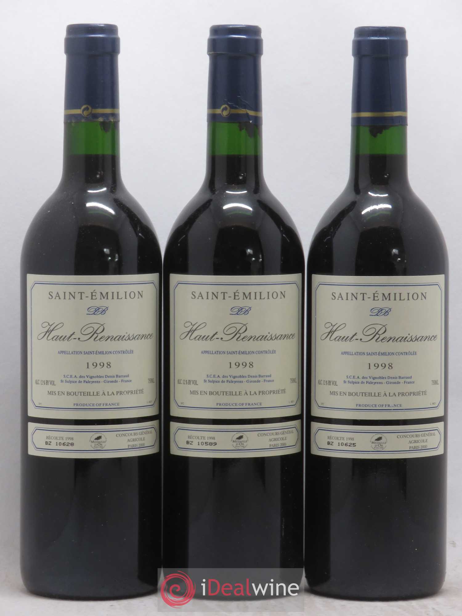 Saint-Émilion Château Haut-Renaissance 1998 - Lot de 6 bouteilles - 1