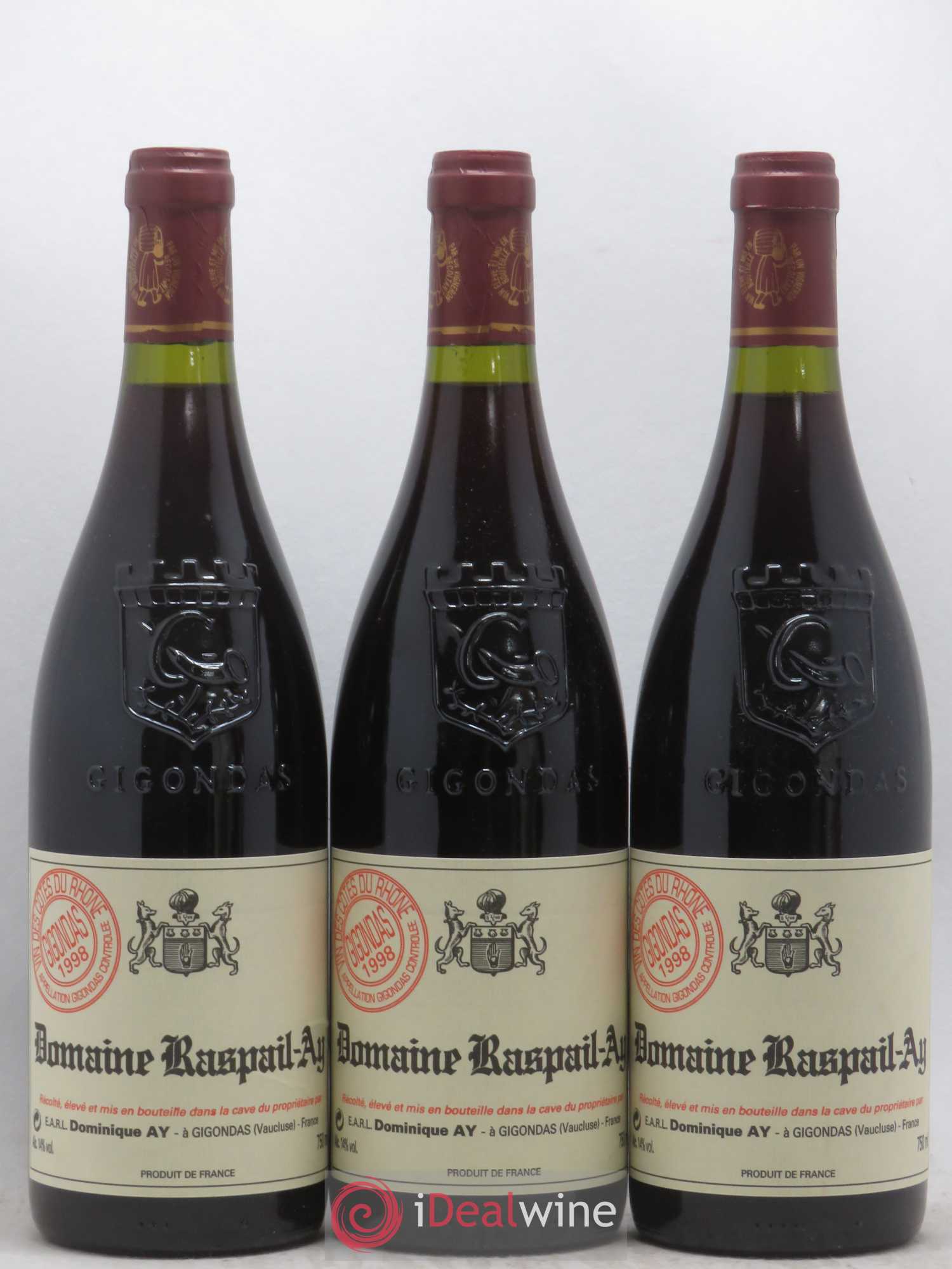 Gigondas Raspail-Ay 1998 - Lot de 3 bouteilles - 0