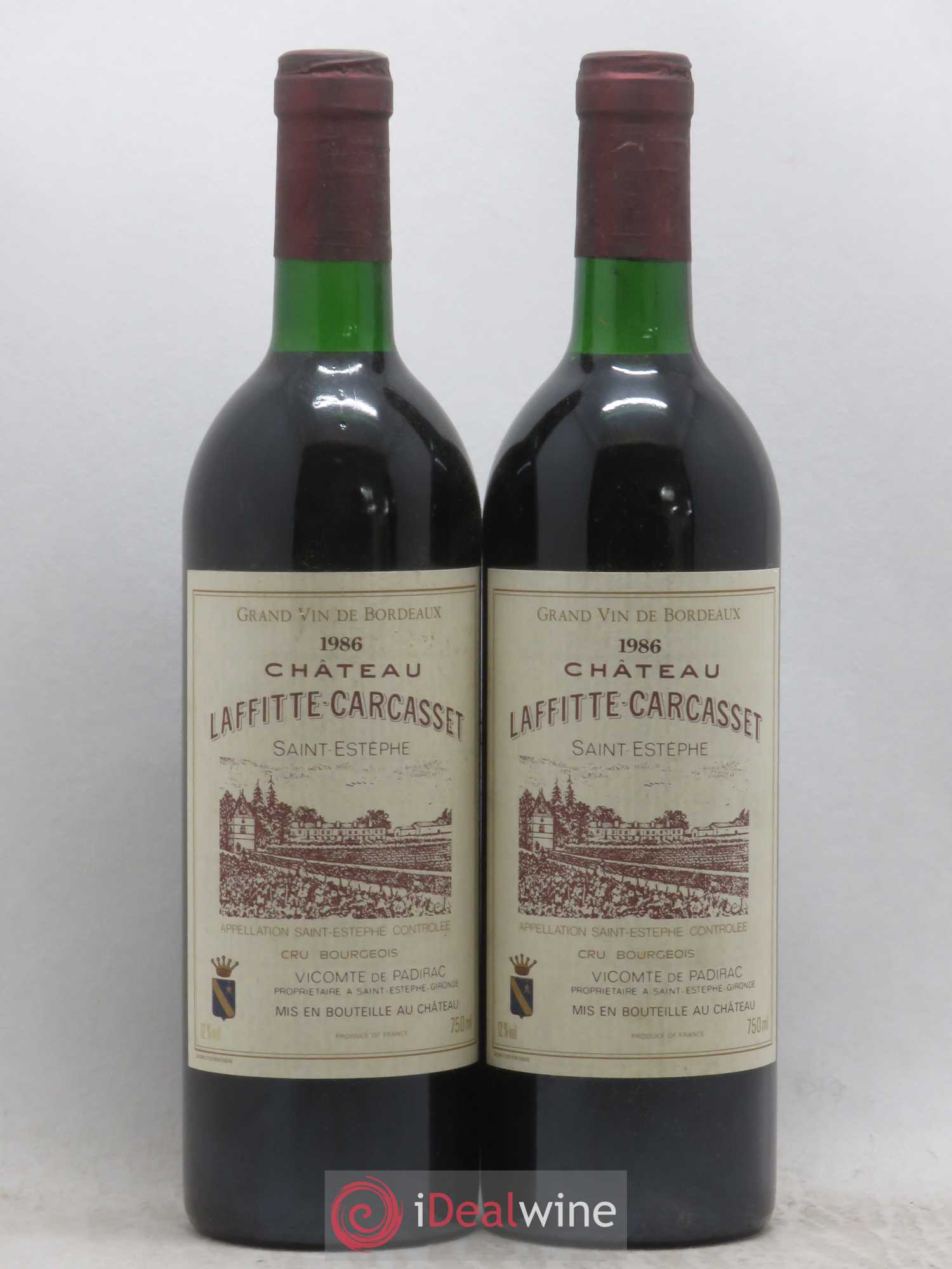 Château Laffitte Carcasset Cru Bourgeois 1986 - Lot de 2 bouteilles - 0