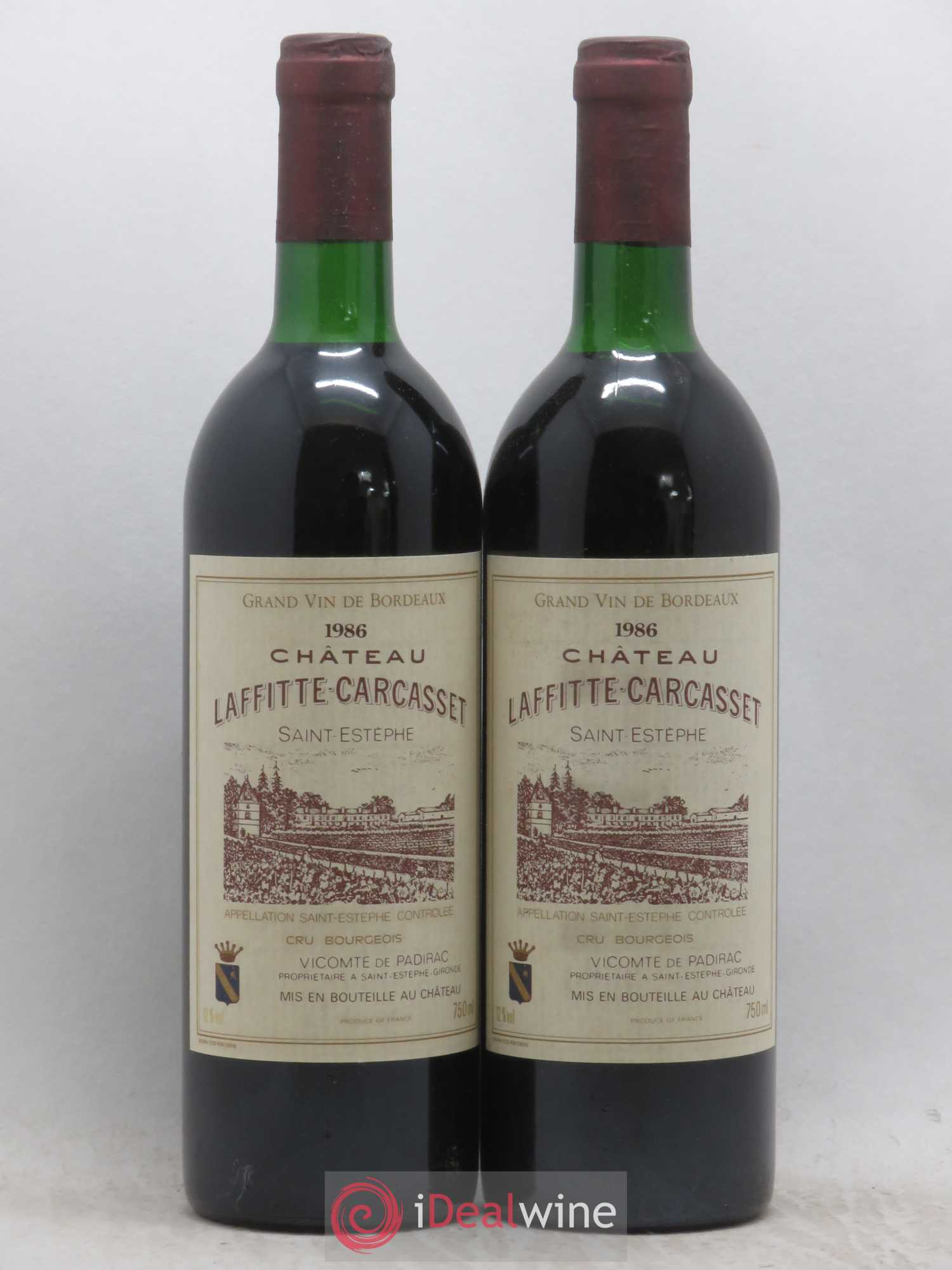 Château Laffitte Carcasset Cru Bourgeois 1986 - Lot de 2 bouteilles - 0