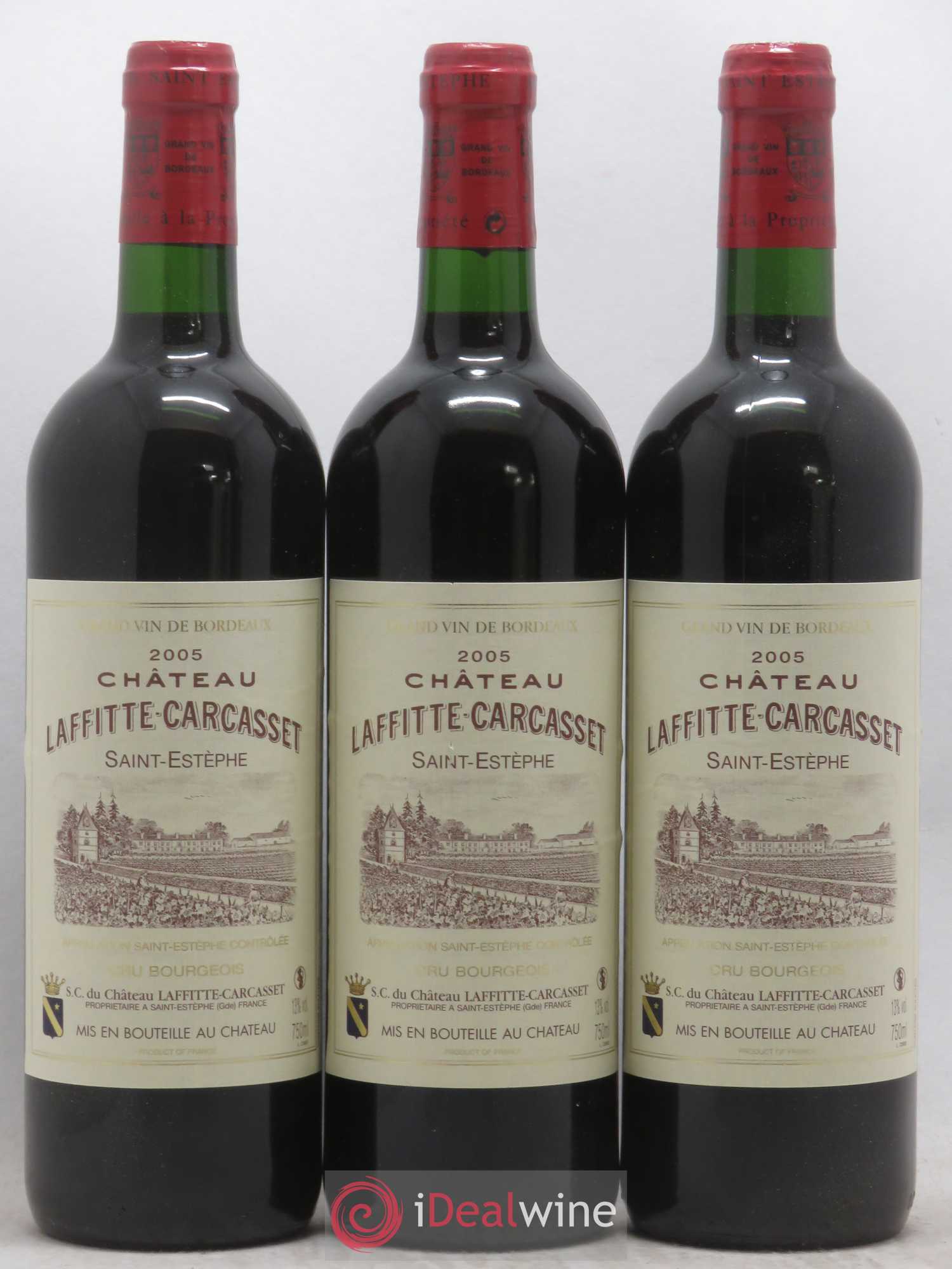 Château Laffitte Carcasset Cru Bourgeois 2005 - Lot de 3 bouteilles - 0