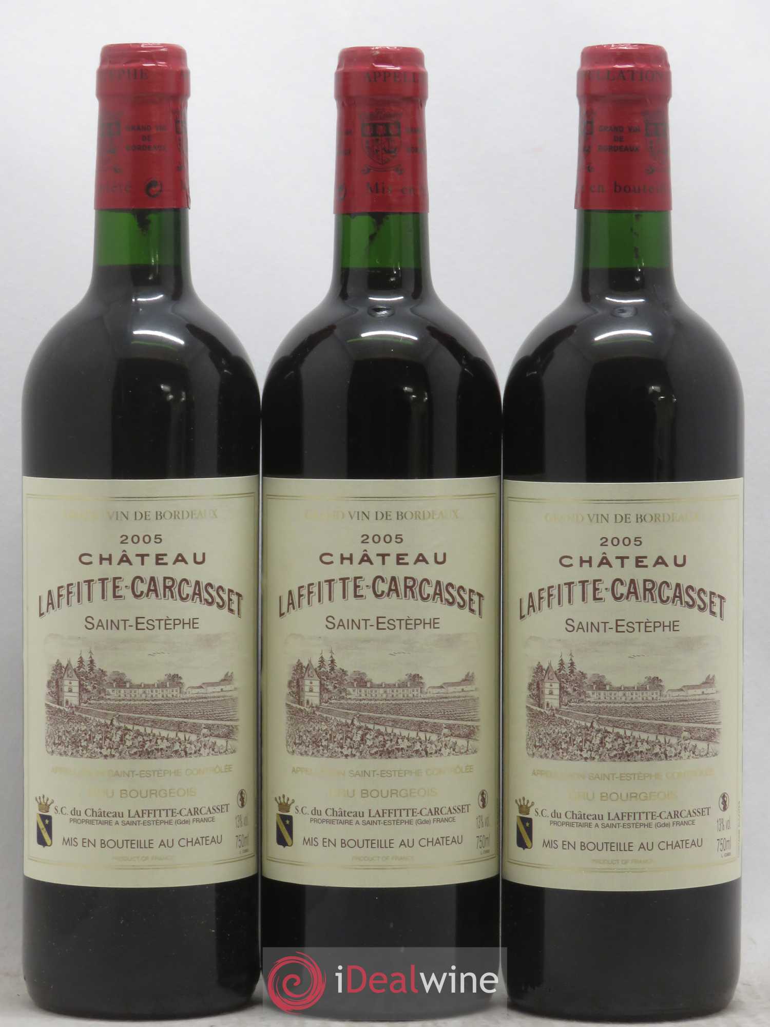 Château Laffitte Carcasset Cru Bourgeois 2005 - Lot de 3 bouteilles - 0