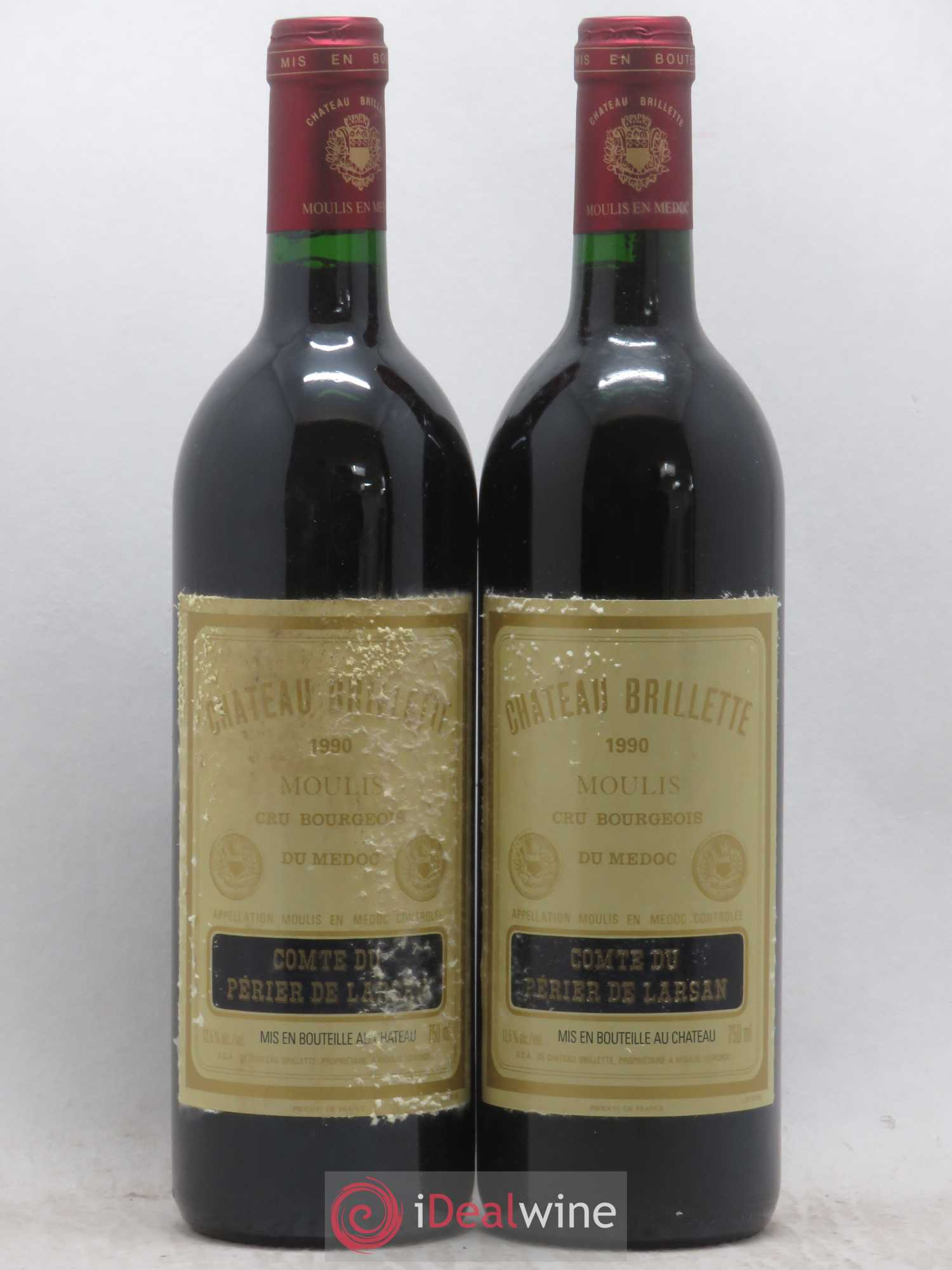 Château Brillette Cru Bourgeois 1990 - Lot de 2 bouteilles - 0