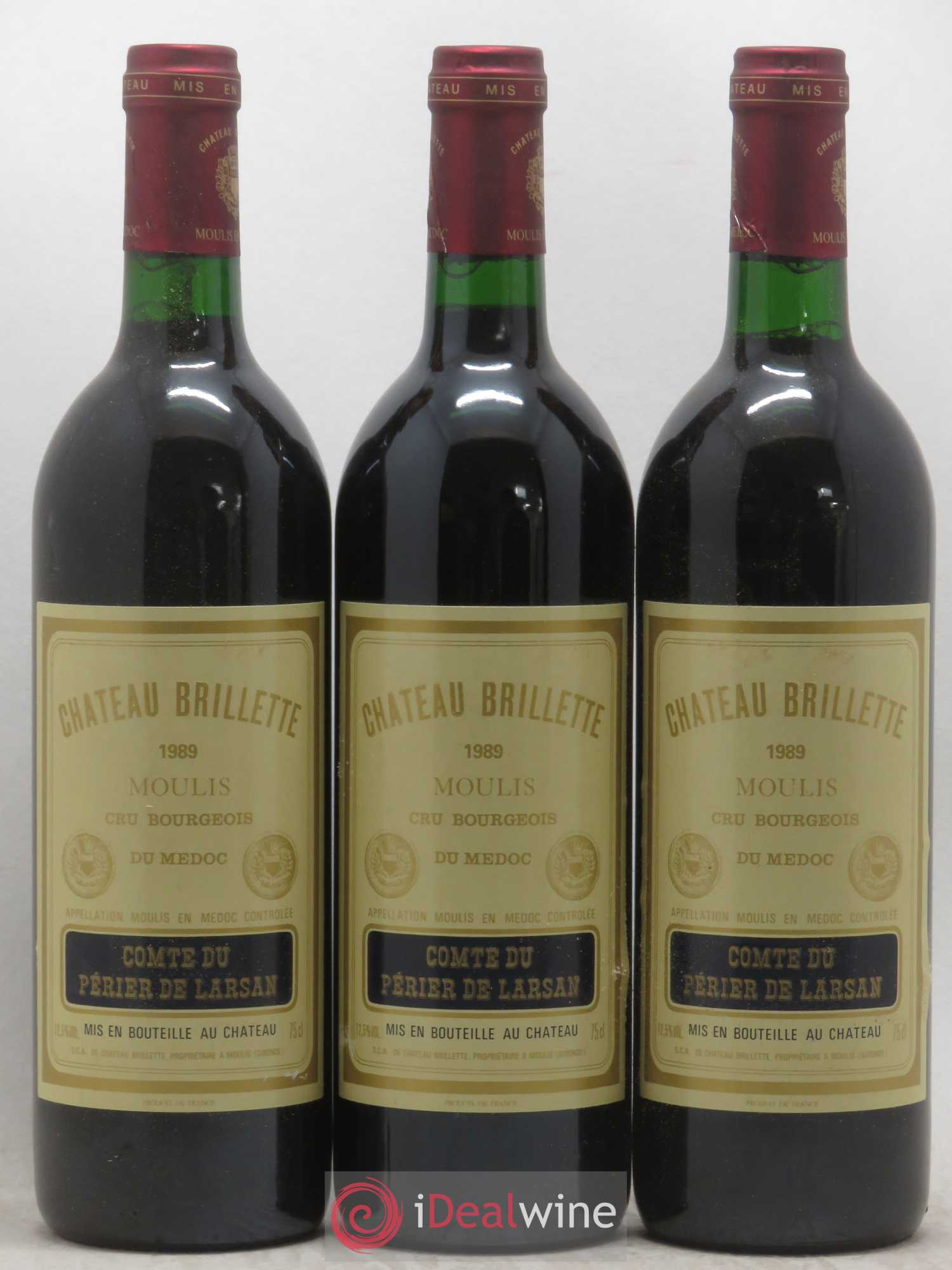 Château Brillette Cru Bourgeois 1989 - Lot de 12 bouteilles - 1