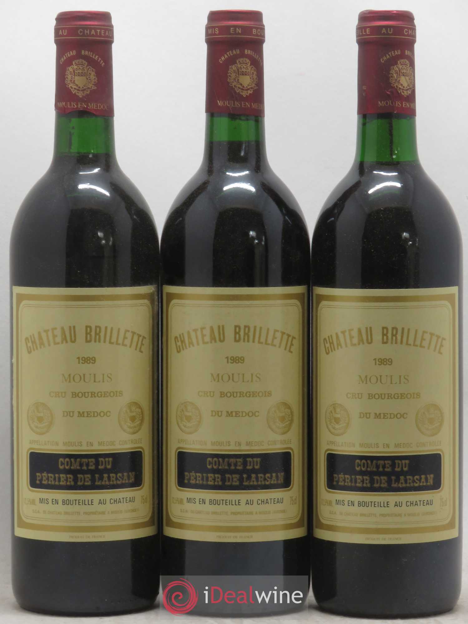 Château Brillette Cru Bourgeois 1989 - Lot de 12 bouteilles - 1