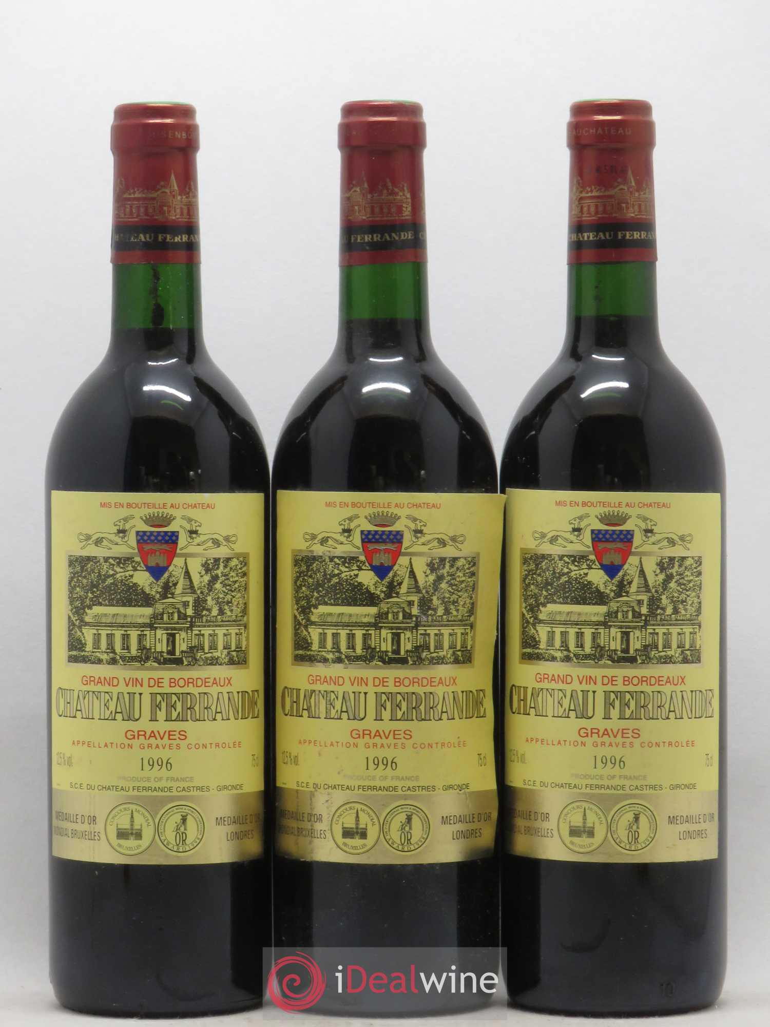 Château Ferrande 1996 - Lot de 3 bouteilles - 0