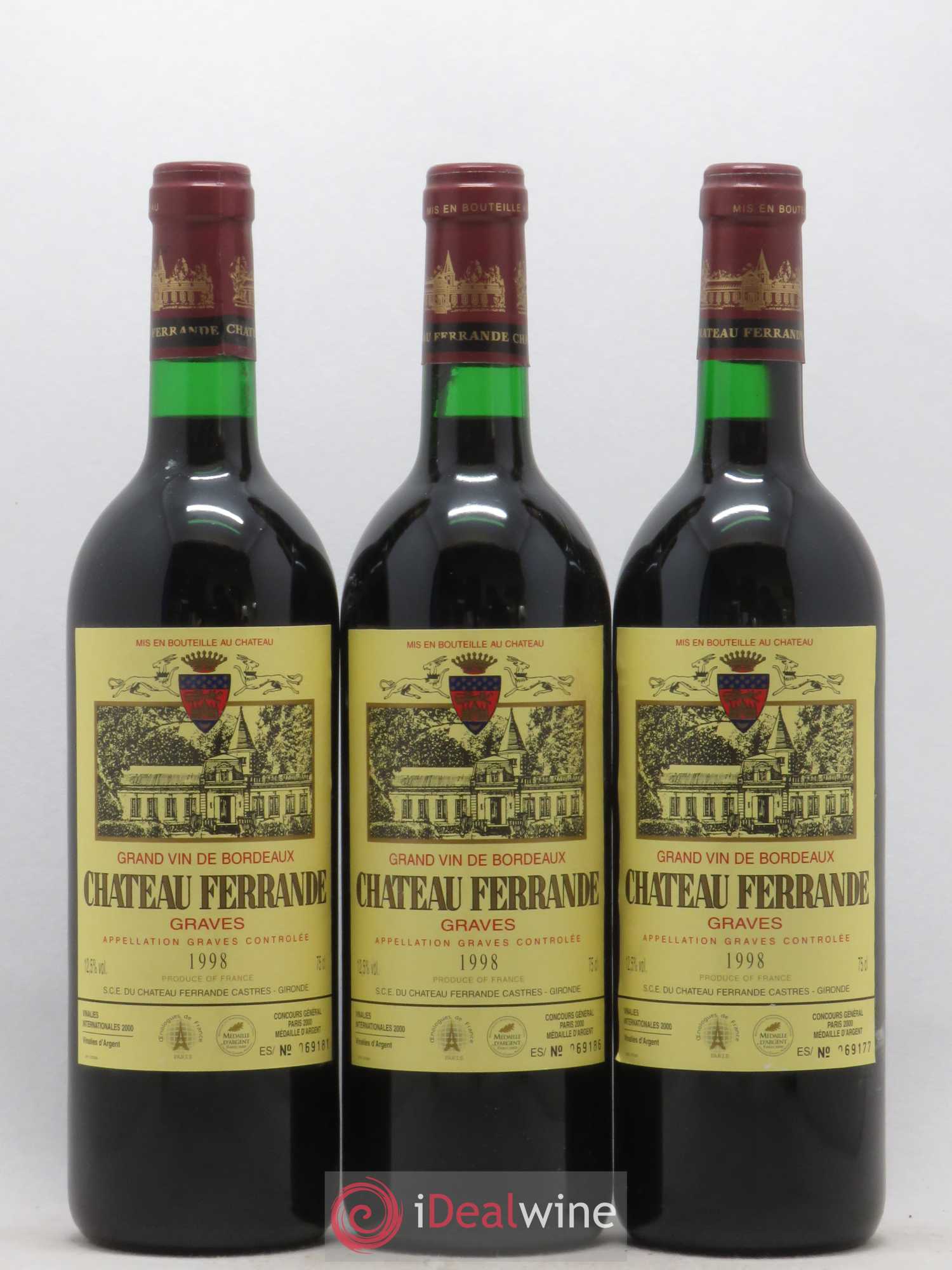 Château Ferrande 1998 - Lot de 3 bouteilles - 0