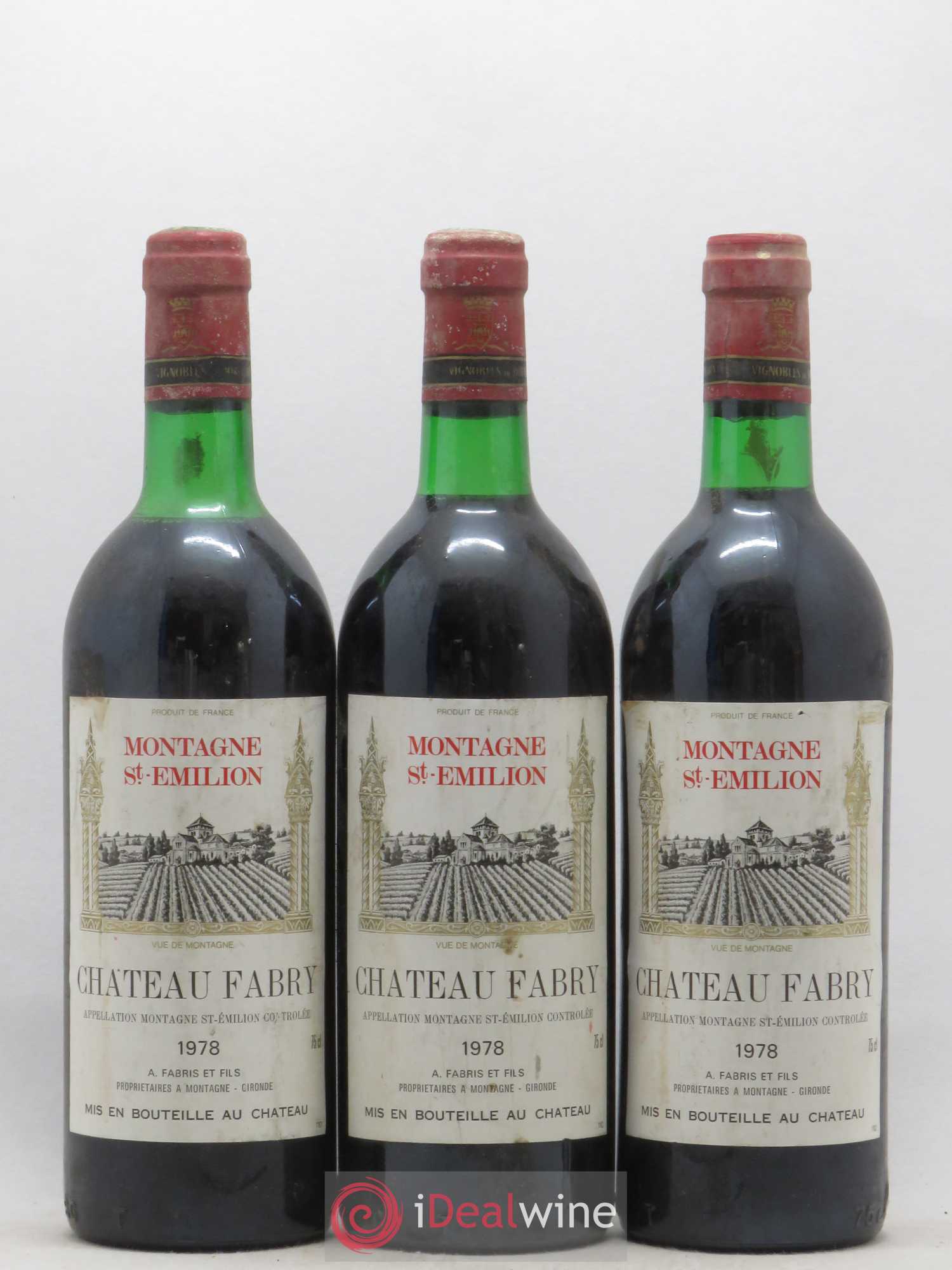 Montagne Saint-Émilion Château Fabry 1978 - Lot de 3 bouteilles - 0
