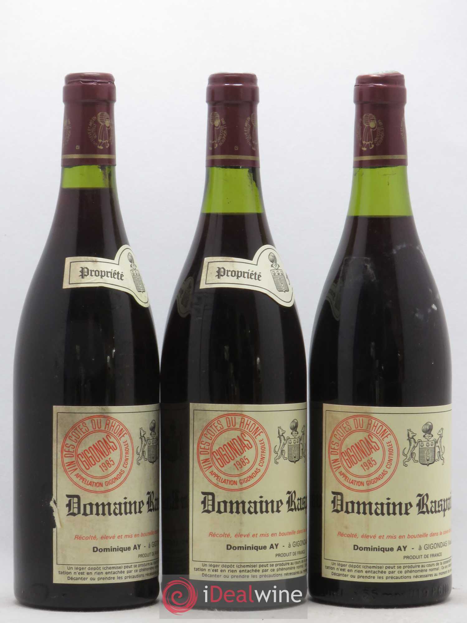 Gigondas Raspail-Ay 1985 - Lot de 3 bouteilles - 1