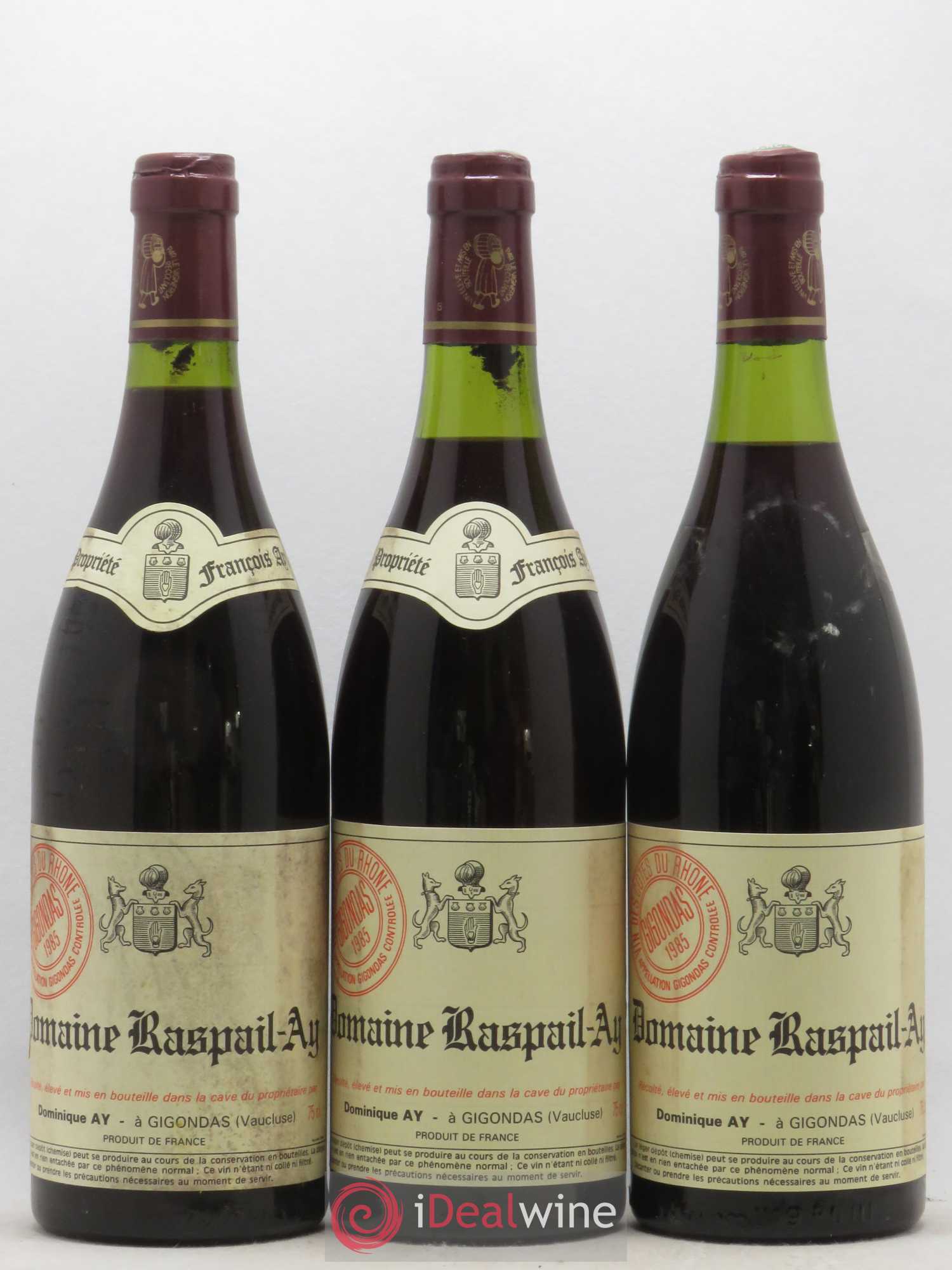 Gigondas Raspail-Ay 1985 - Lot de 3 bouteilles - 0