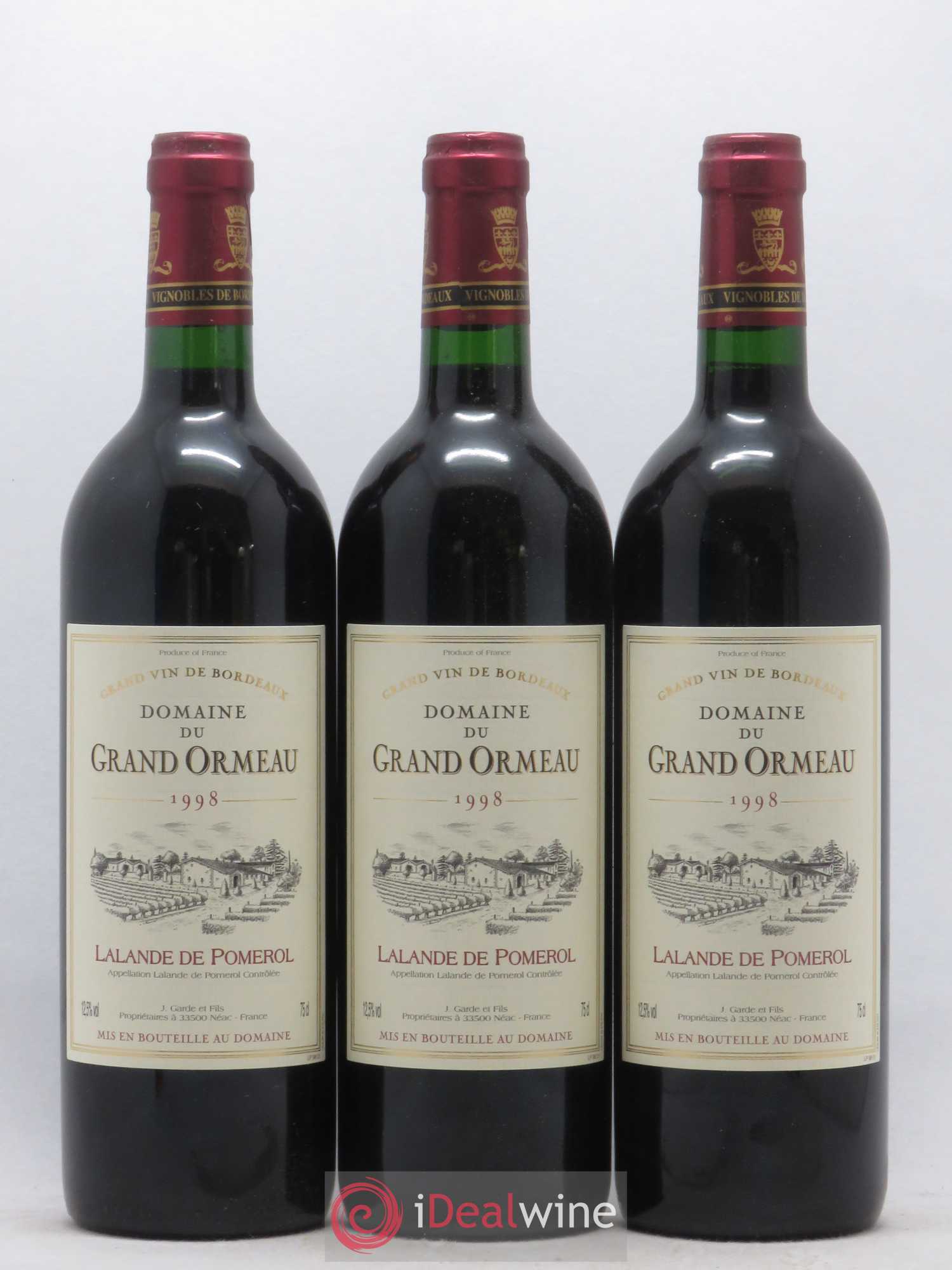 Lalande-de-Pomerol Domaine du Grand Ormeau 1998 - Posten von 3 Flaschen - 0