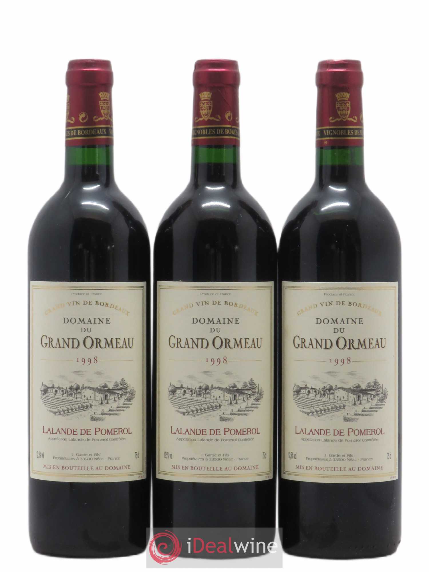 Lalande-de-Pomerol Domaine du Grand Ormeau (sans prix de réserve) 1998 - Posten von 3 Flaschen - 0
