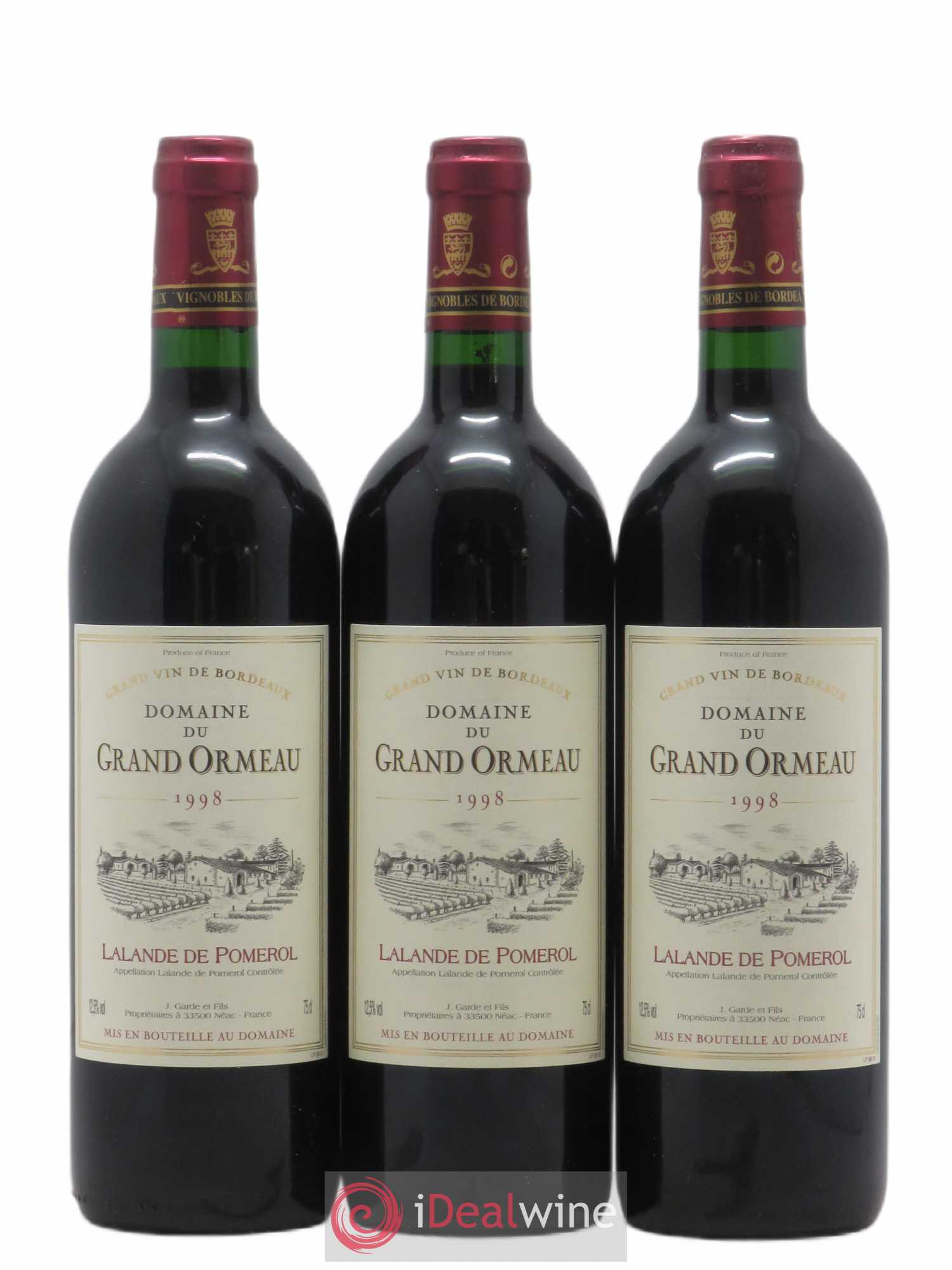 Lalande-de-Pomerol Domaine du Grand Ormeau (sans prix de réserve) 1998 - Posten von 3 Flaschen - 0