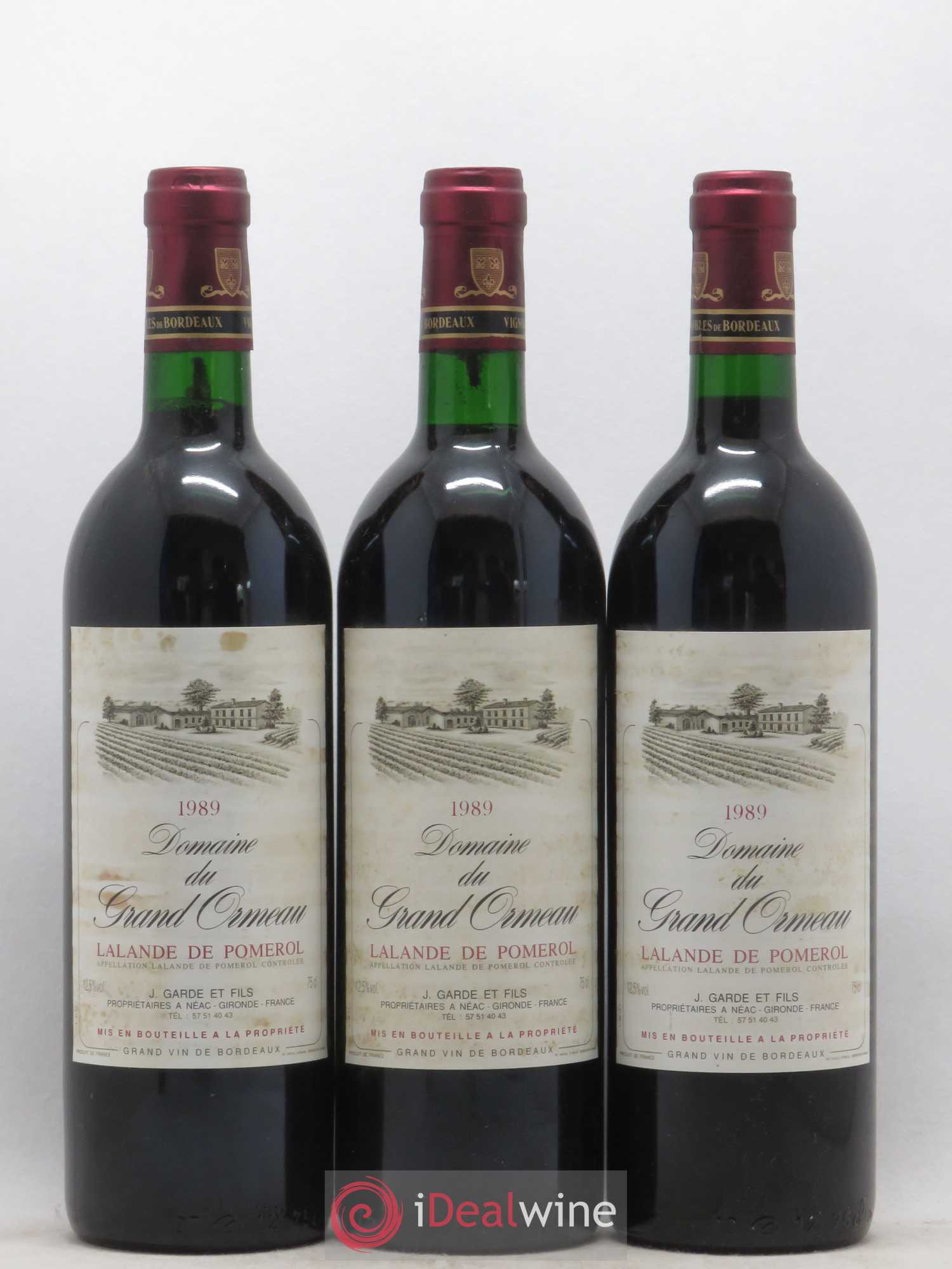 Lalande-de-Pomerol Domaine du Grand Ormeau 1989 - Posten von 3 Flaschen - 0