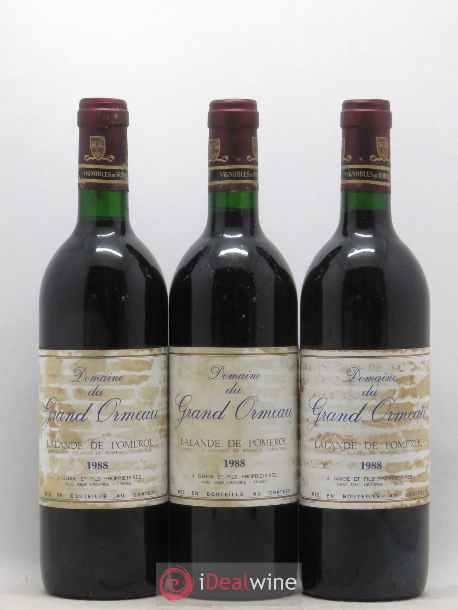 Lalande-de-Pomerol Domaine du Grand Ormeau 1988 - Posten von 3 Flaschen - 0
