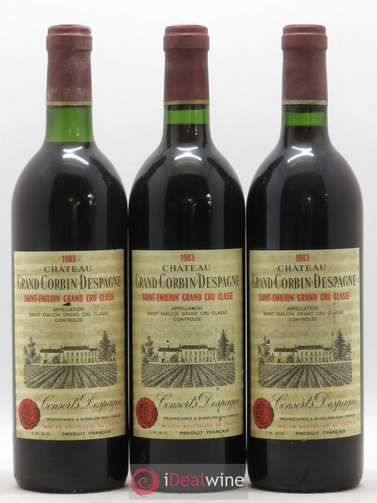 Château Grand Corbin Despagne Grand Cru Classé 1983 - Lot de 12 bouteilles - 1