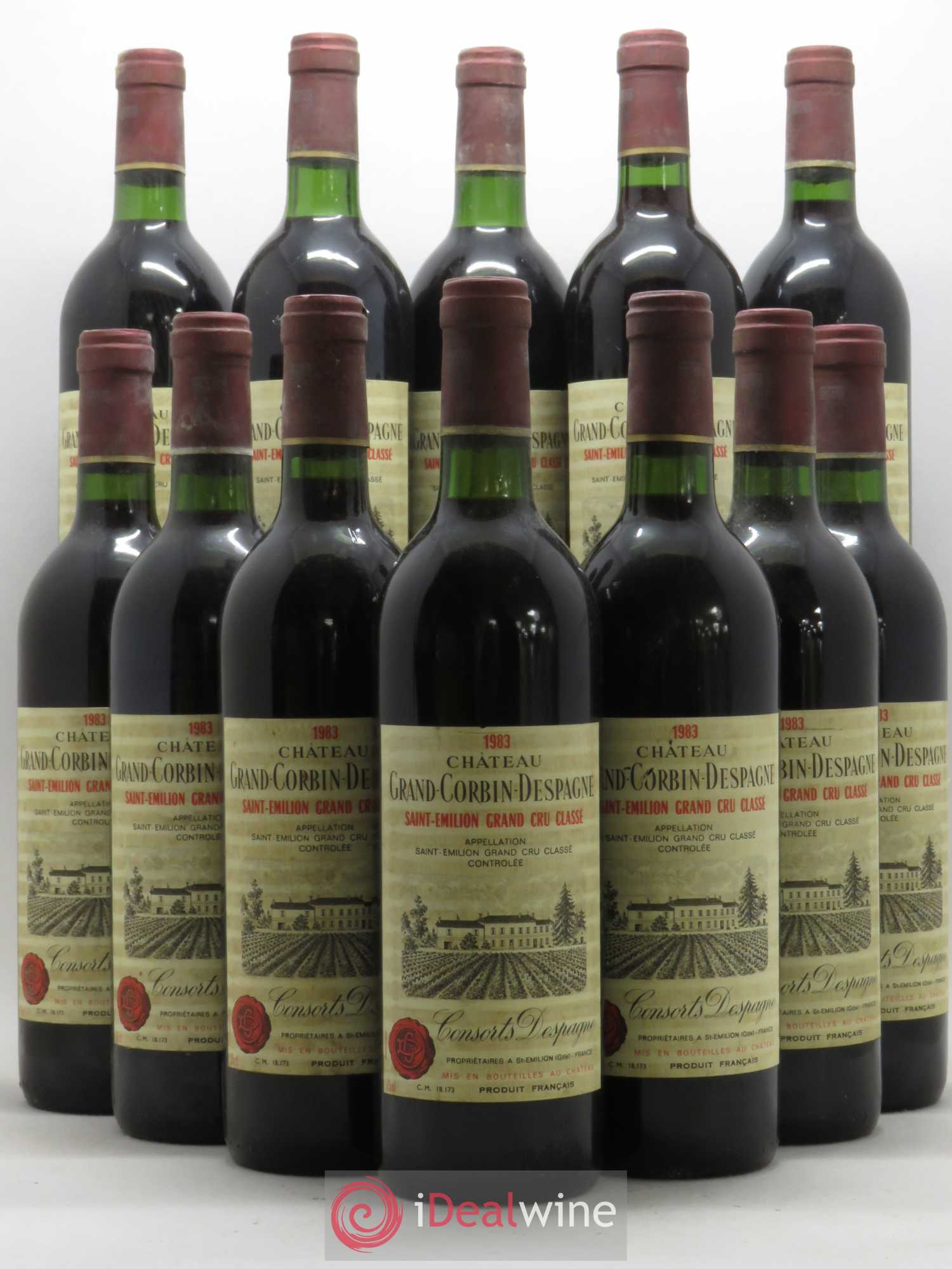 Château Grand Corbin Despagne Grand Cru Classé 1983 - Lot de 12 bouteilles - 0