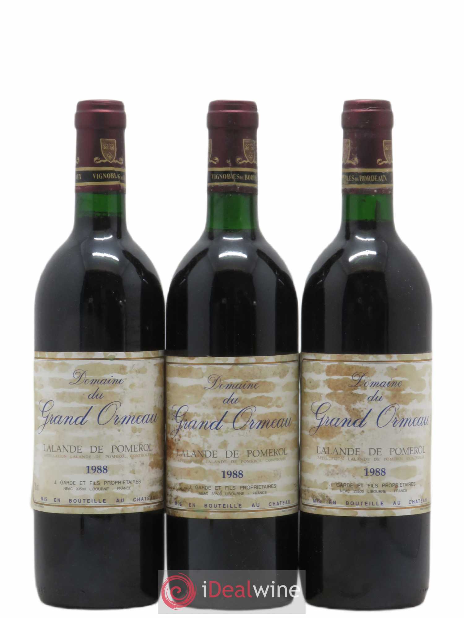 Lalande-de-Pomerol Domaine du Grand Ormeau (sans prix de réserve) 1988 - Posten von 3 Flaschen - 0