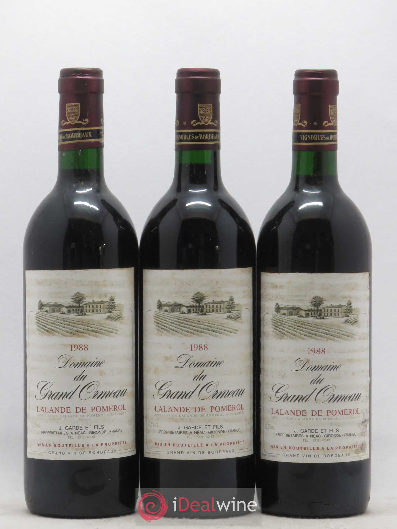Lalande-de-Pomerol Domaine du Grand Ormeau 1988 - Posten von 6 Flaschen - 2