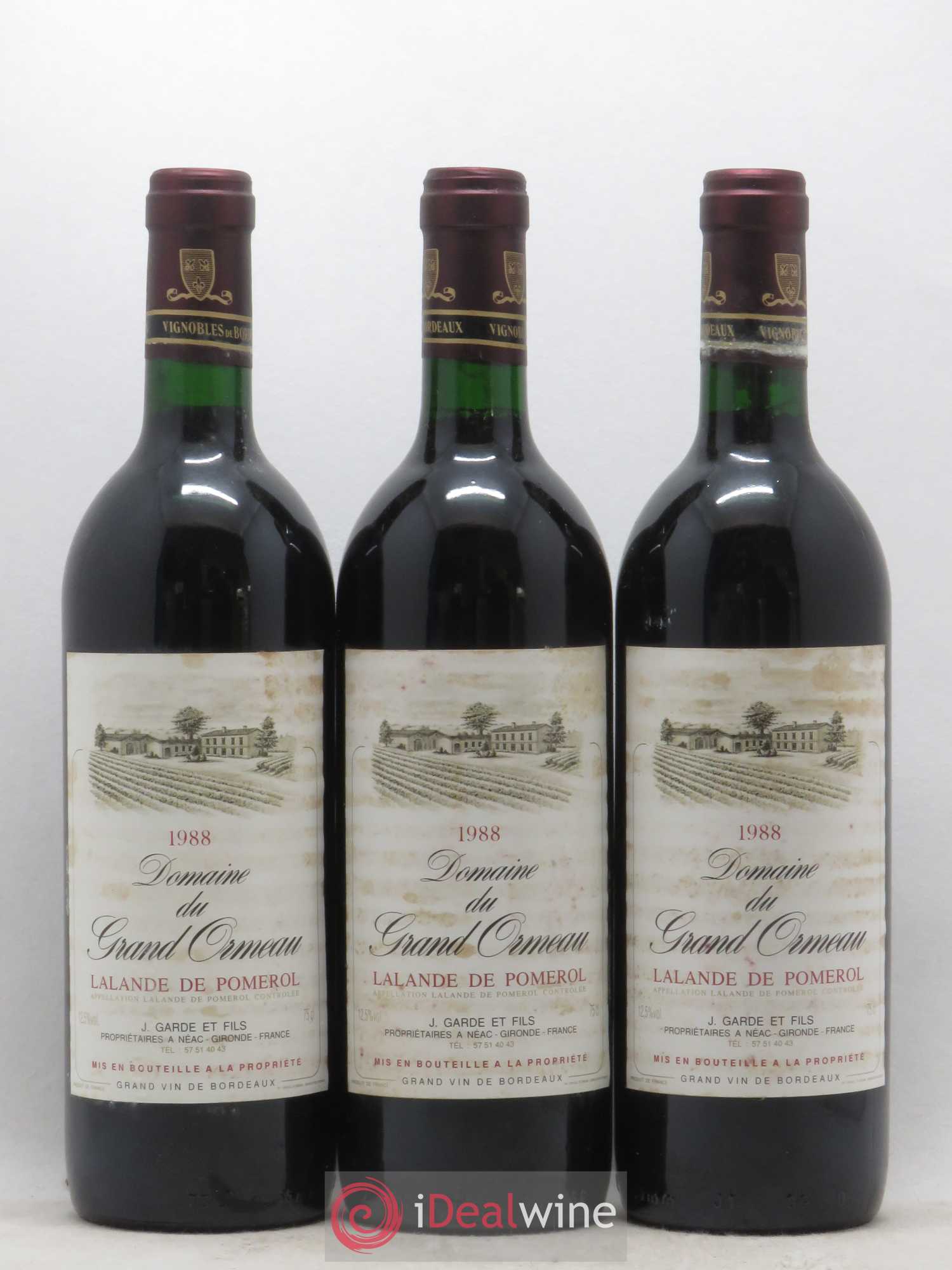 Lalande-de-Pomerol Domaine du Grand Ormeau 1988 - Posten von 3 Flaschen - 0