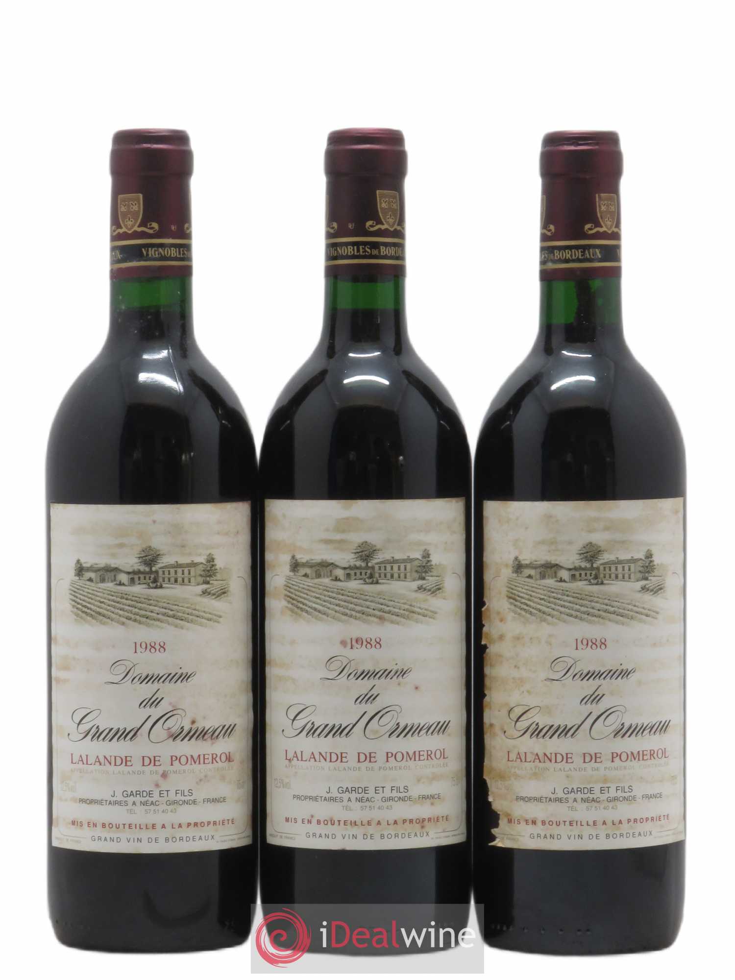 Lalande-de-Pomerol Domaine du Grand Ormeau (sans prix de réserve) 1988 - Posten von 3 Flaschen - 0